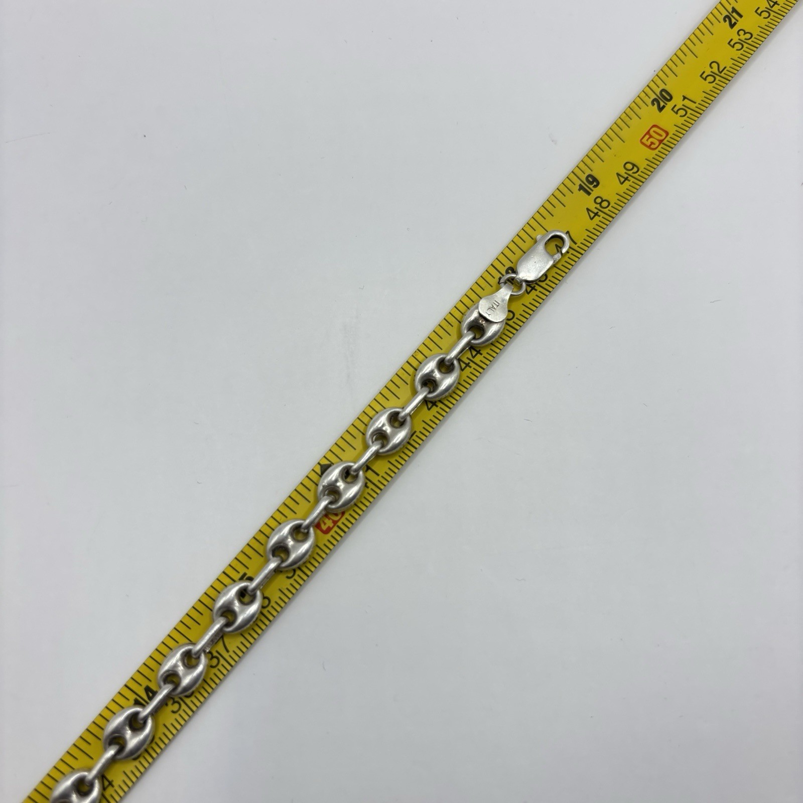 Sterling Silver .925 Puffed Mariner Chain Necklace Made In Italy 18.5” 28 Grams