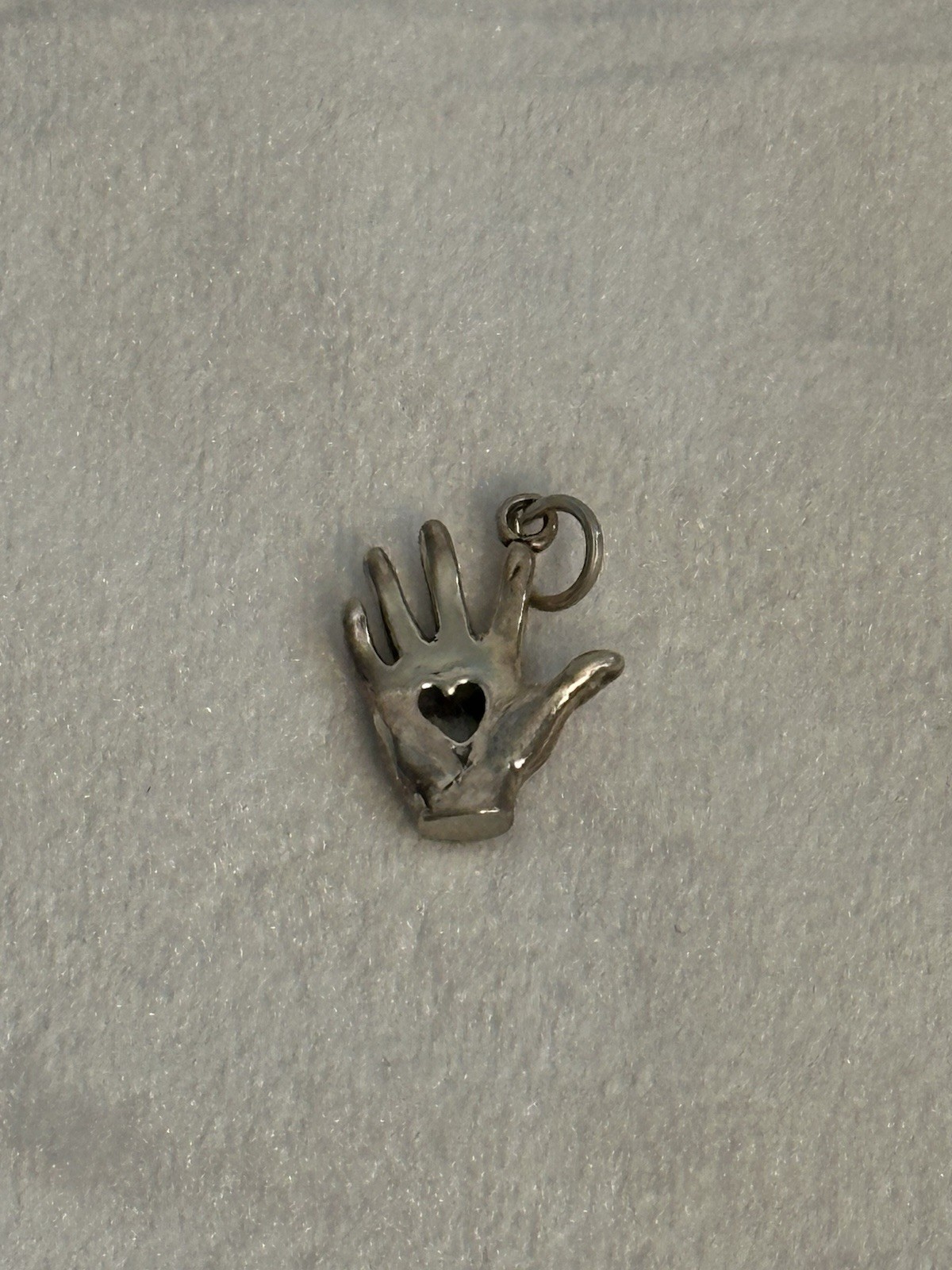 Sterling Silver 925 Hand Charm Pendant, Heart Cutout, No Stone, Silver
