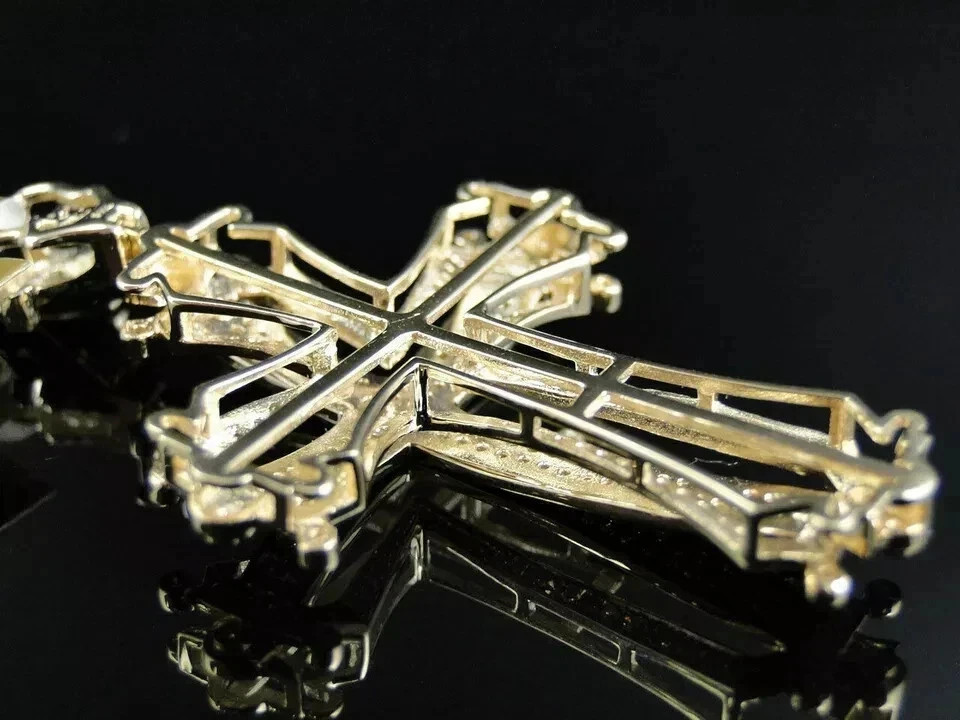 0.75 Ct Round Cut Lab Created Diamond Cross Pendant in 14K Yellow Gold Plated
