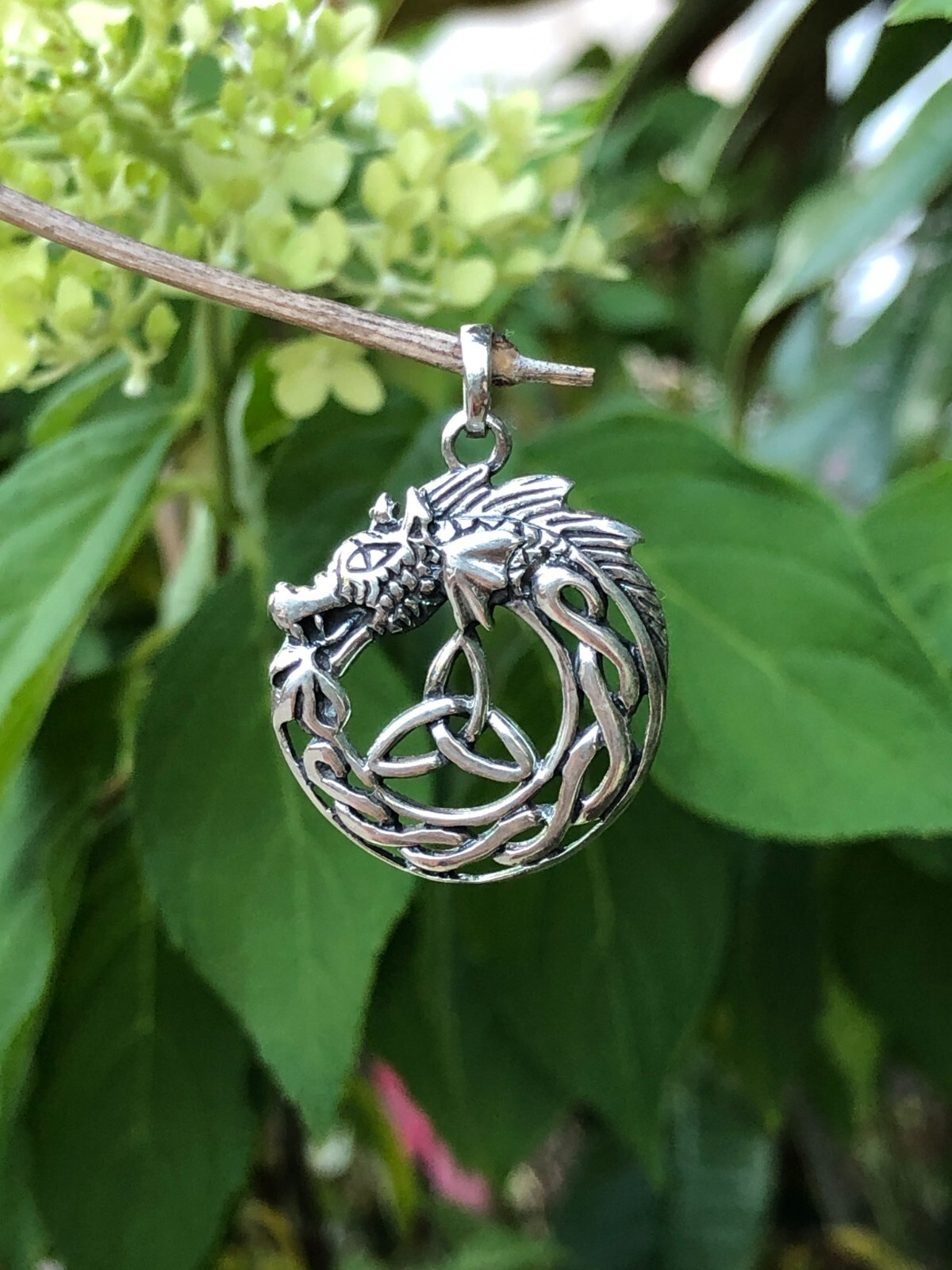 925 Sterling Silver Celtic Dragon with Trinity Knot Pendant Men 24mm0.95″/33mm