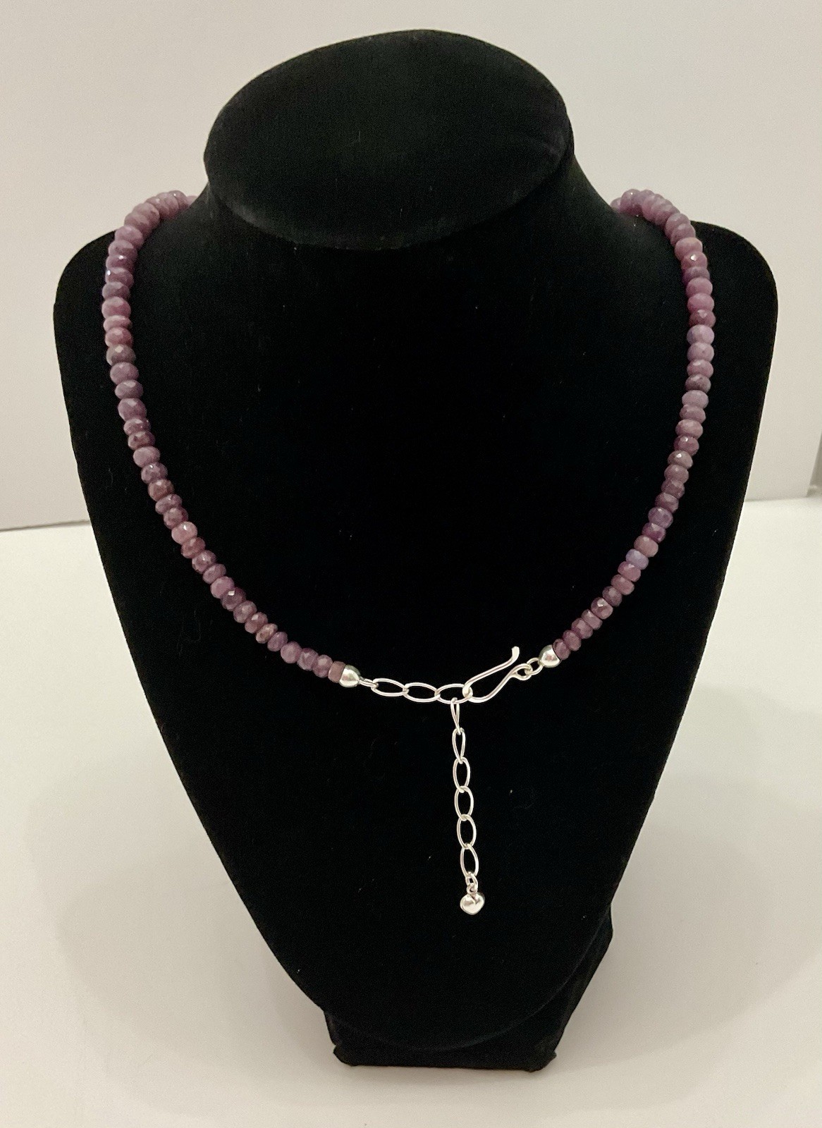 Jay King Mine Pink Sapphire Graduated Bead Sterling Necklace 18” Adjustable