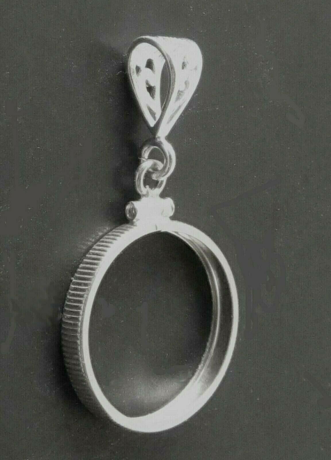 Coin Bezel Mount U.S. CENT Penny Reeded Edge Sterling Silver Small Filigree Bail