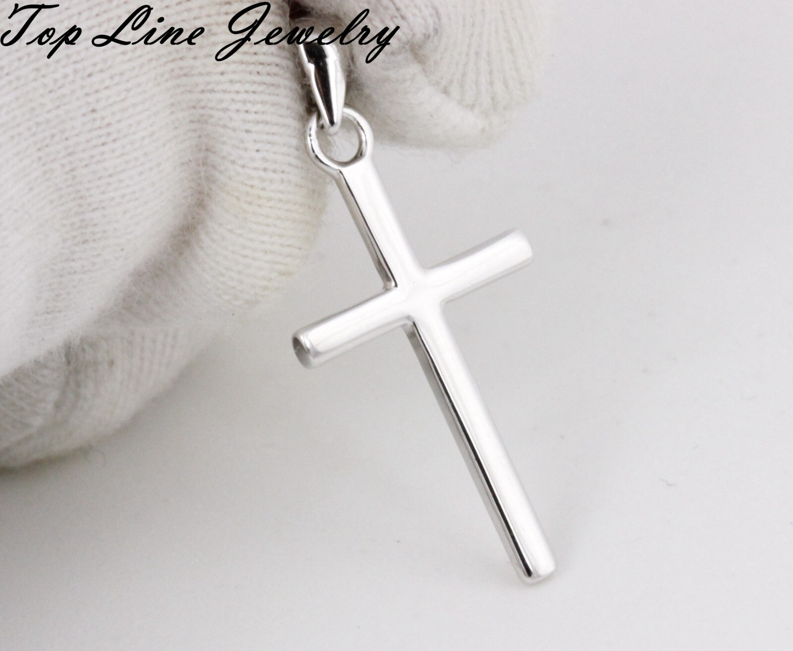 Women Solid 925 Sterling Silver 26mm Thin and Small Cross Religious Pendant