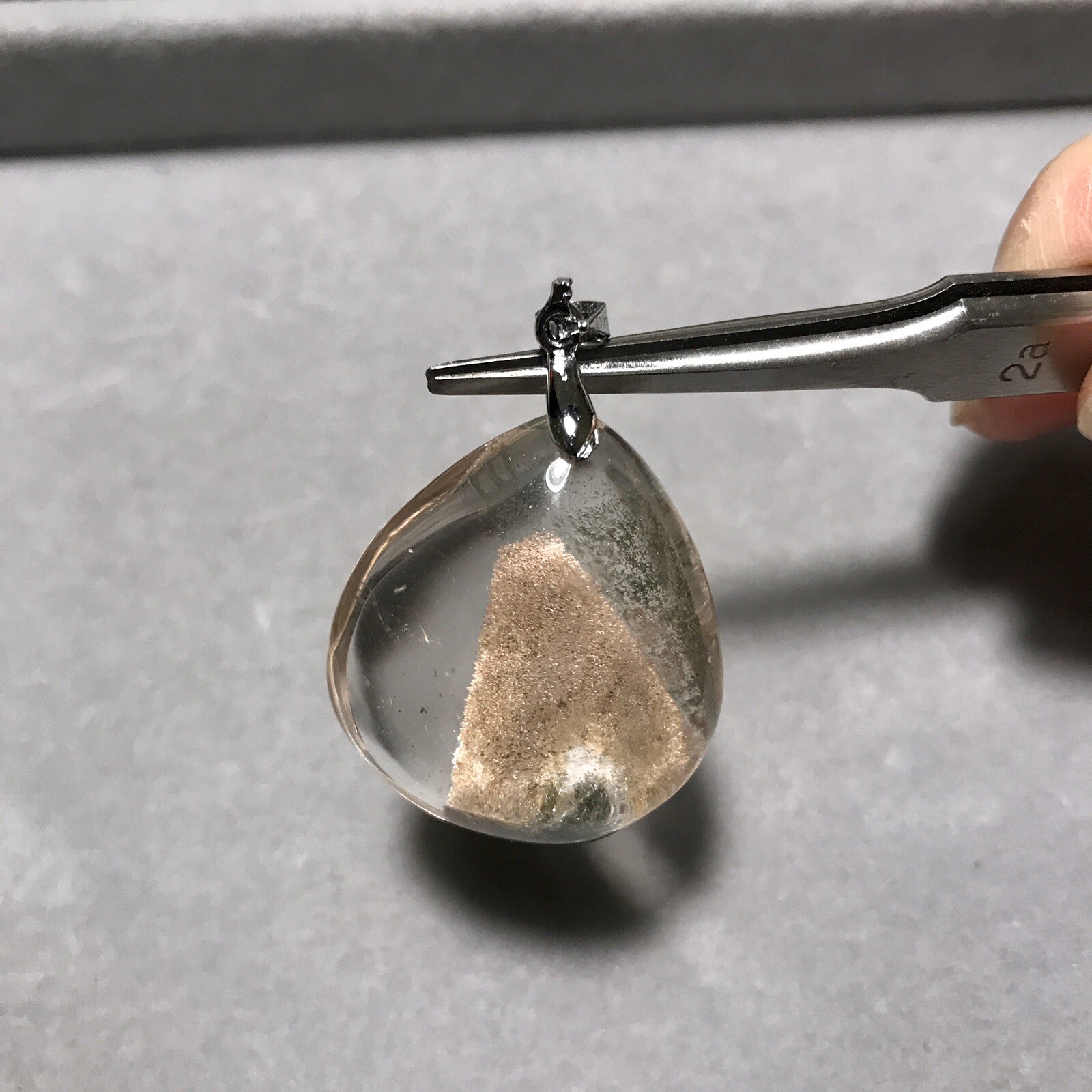 US SELLER Natural Brown Phantom Quartz Pendant Teardrop Brazil Crystal Gem Stone