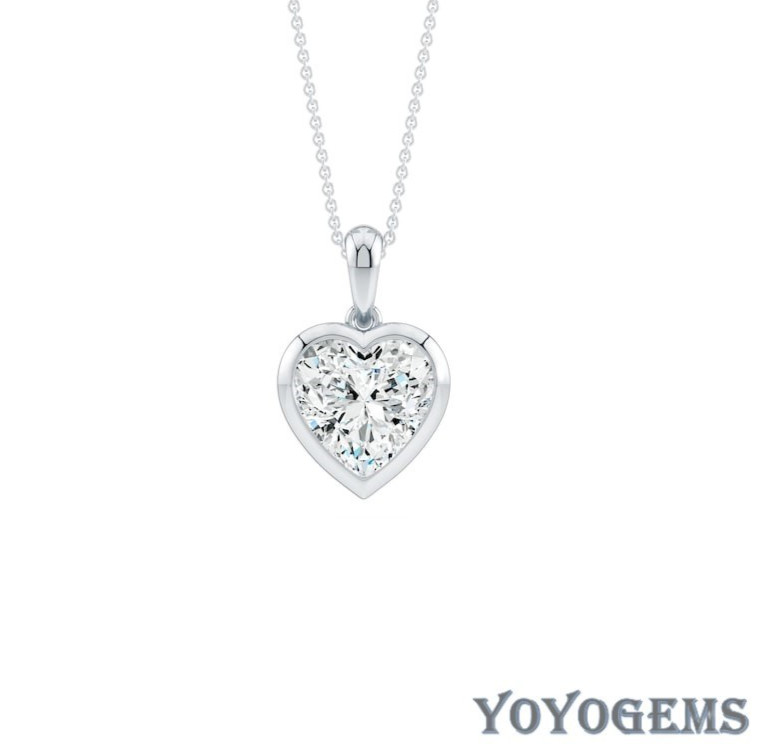 Moissanite Solitaire Wedding Pendant VVS1 Heart Cut 2.10 CT Solid 14K White Gold