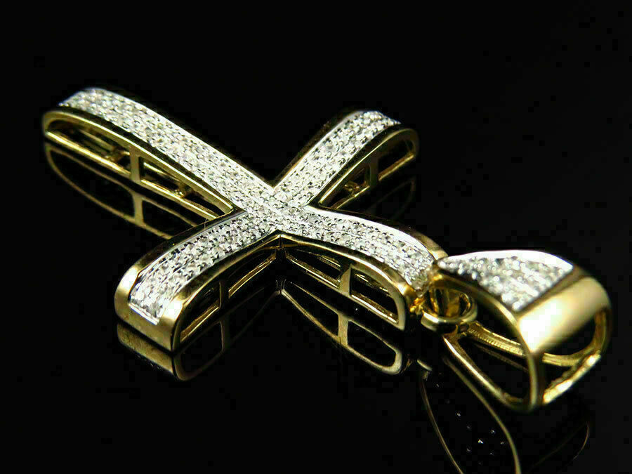 3.00Ct Round Cut Moissanite Only Cross Pendant Solid 10K Yellow Gold No Chain