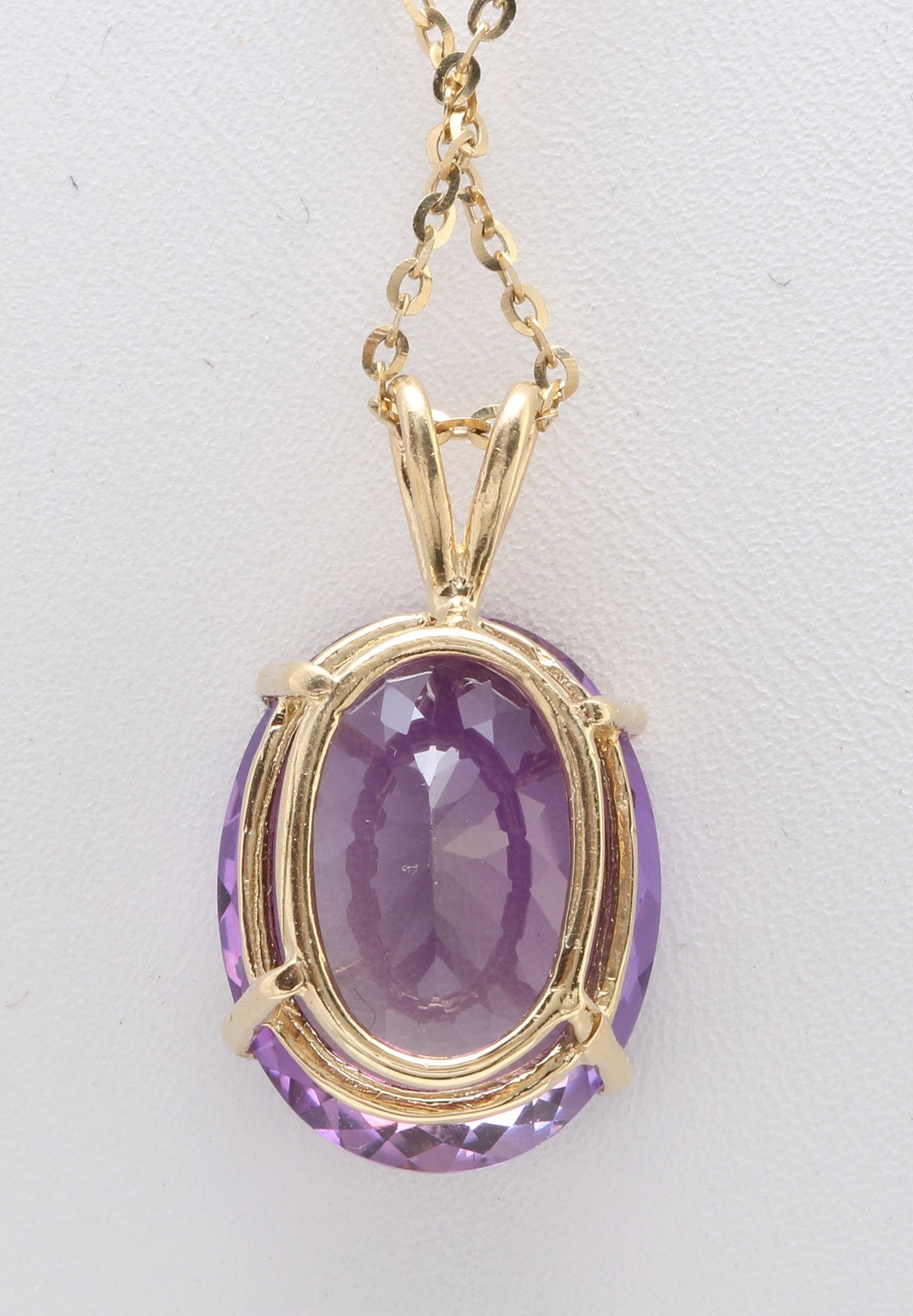 10.01 Carat Natural 16x12mm Purple Amethtyst 14K Solid Yellow Gold Pendant