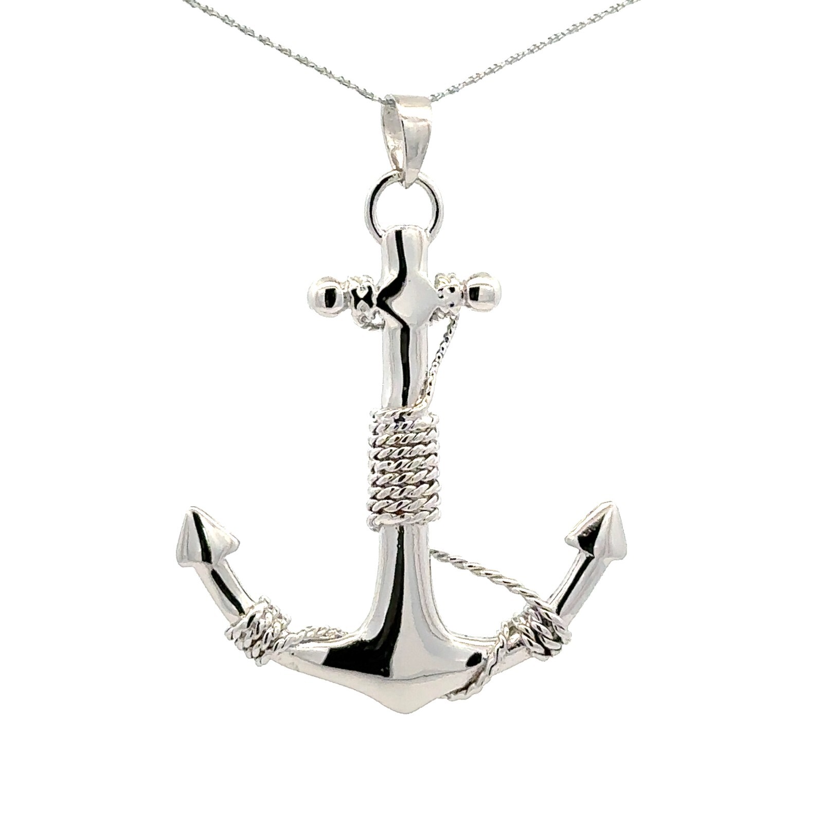 Sterling Silver Anchor Pendant-Large-( 1 1/2 x 1 3/4 Inch) Solid .925