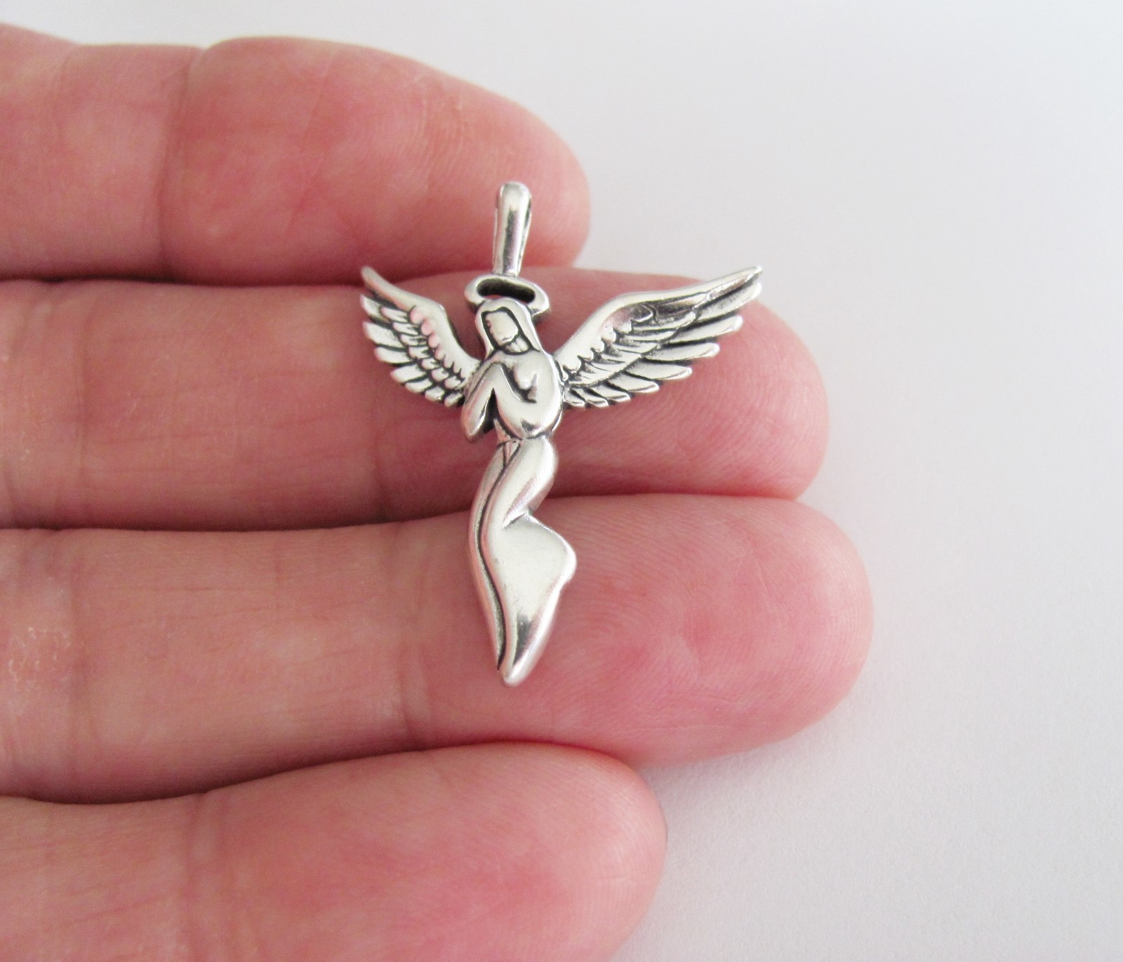 Sterling Silver 26mm Angel praying pendant