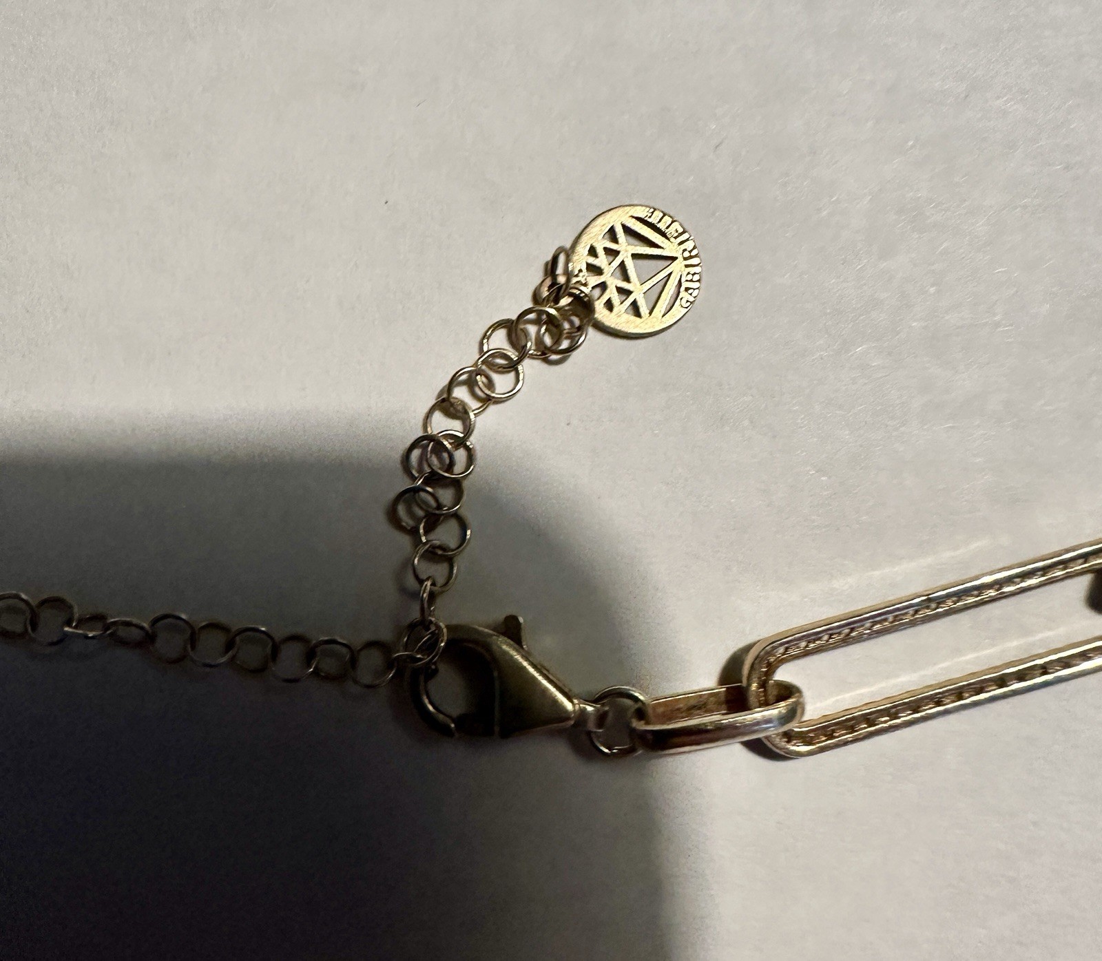 Gabi Rielle Paper Clip Rhinestone Sterling Silver Chain Necklace 17+3”