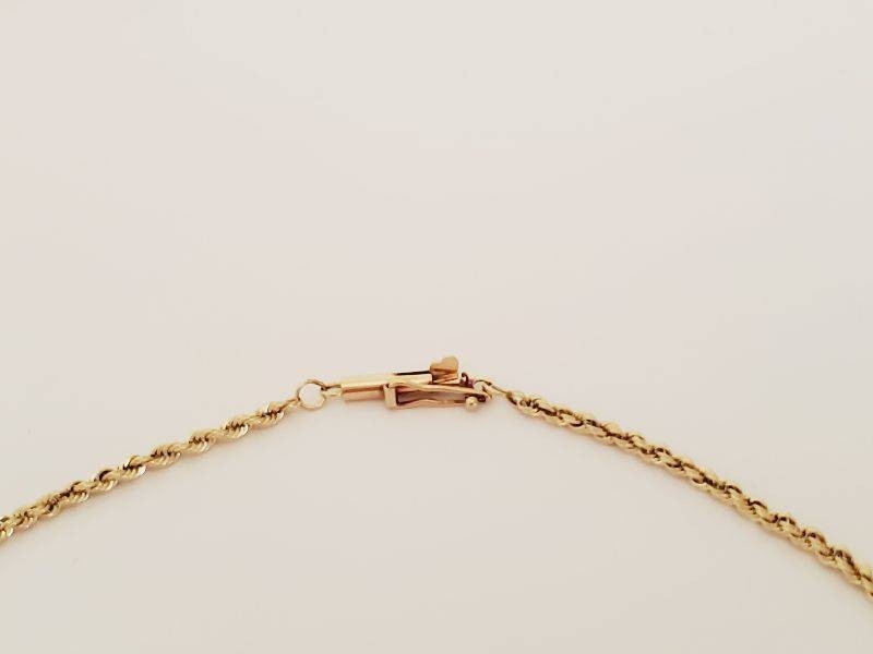 14k Yellow Gold Rope Chain 18.5 Inch Solid 2mm width