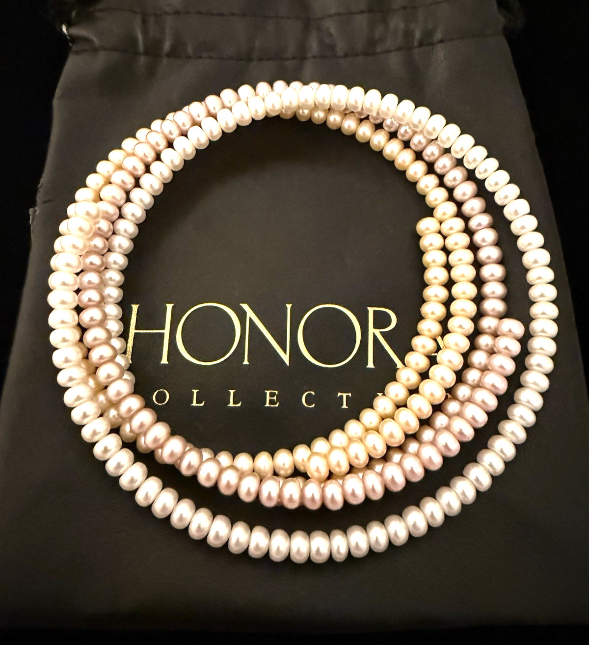 Honora Pearl Necklace Set of 3 Choker Wired Necklaces White, Gold And Ivory