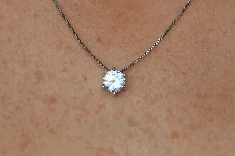 3CT Lab Created Round Cut Diamond Solitaire Pendant 14k White Gold Plated