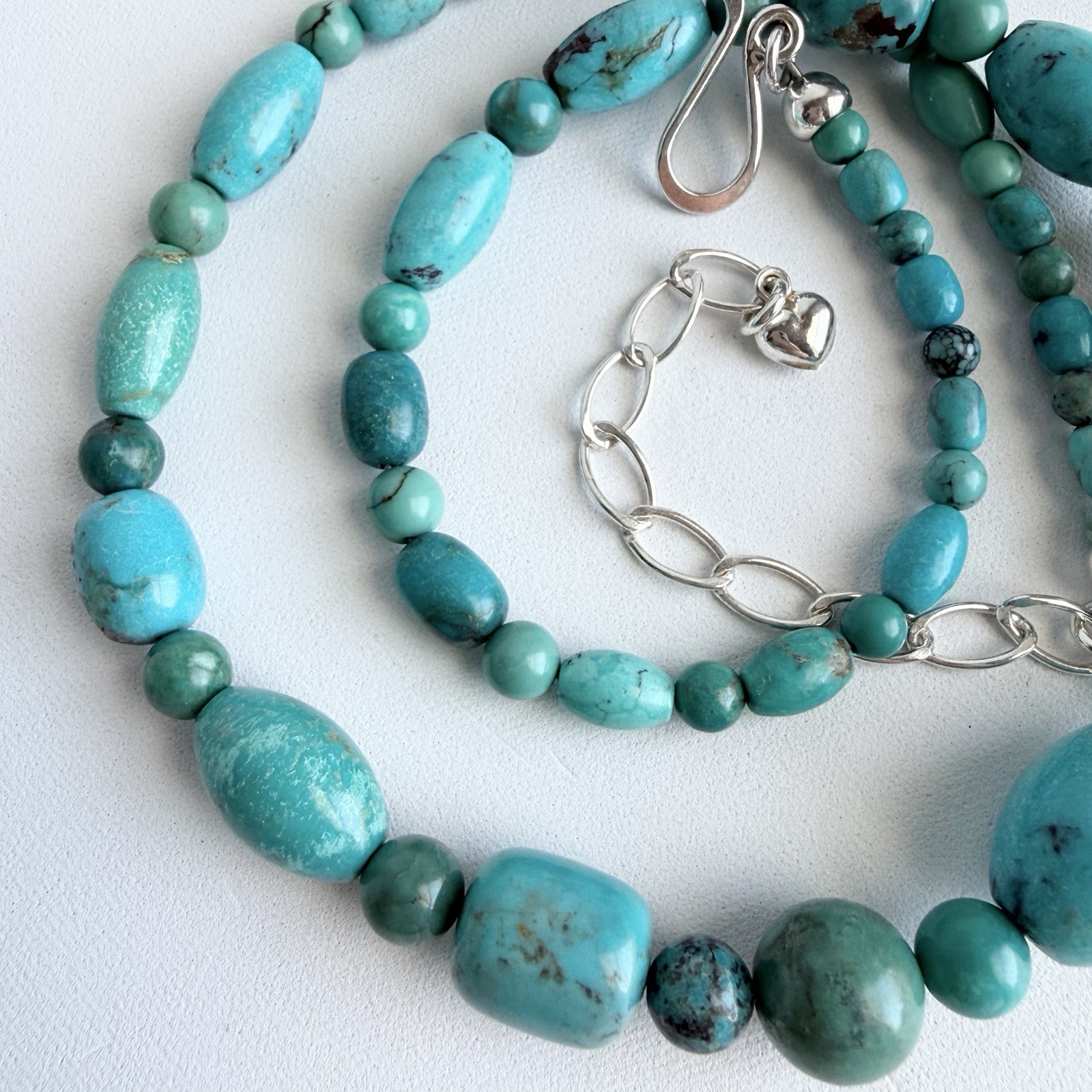 Jay King DTR Mine Finds Turquoise Barrel Graduated Necklace Sterling Silver 925
