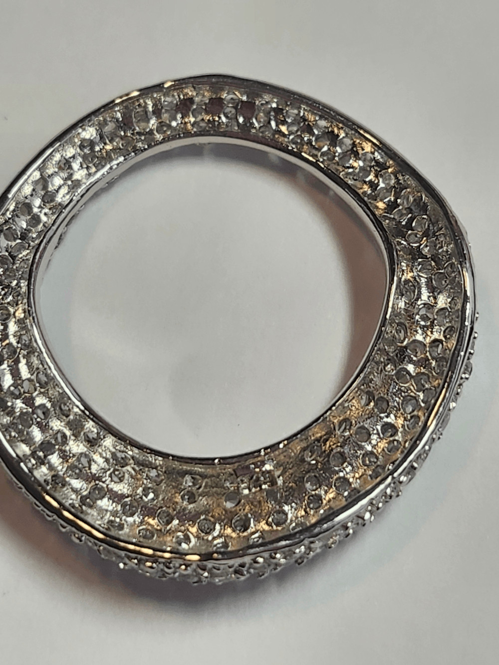 Sterling Silver Plated Pave Crystal Circle Pendant – Women’s Jewelry
