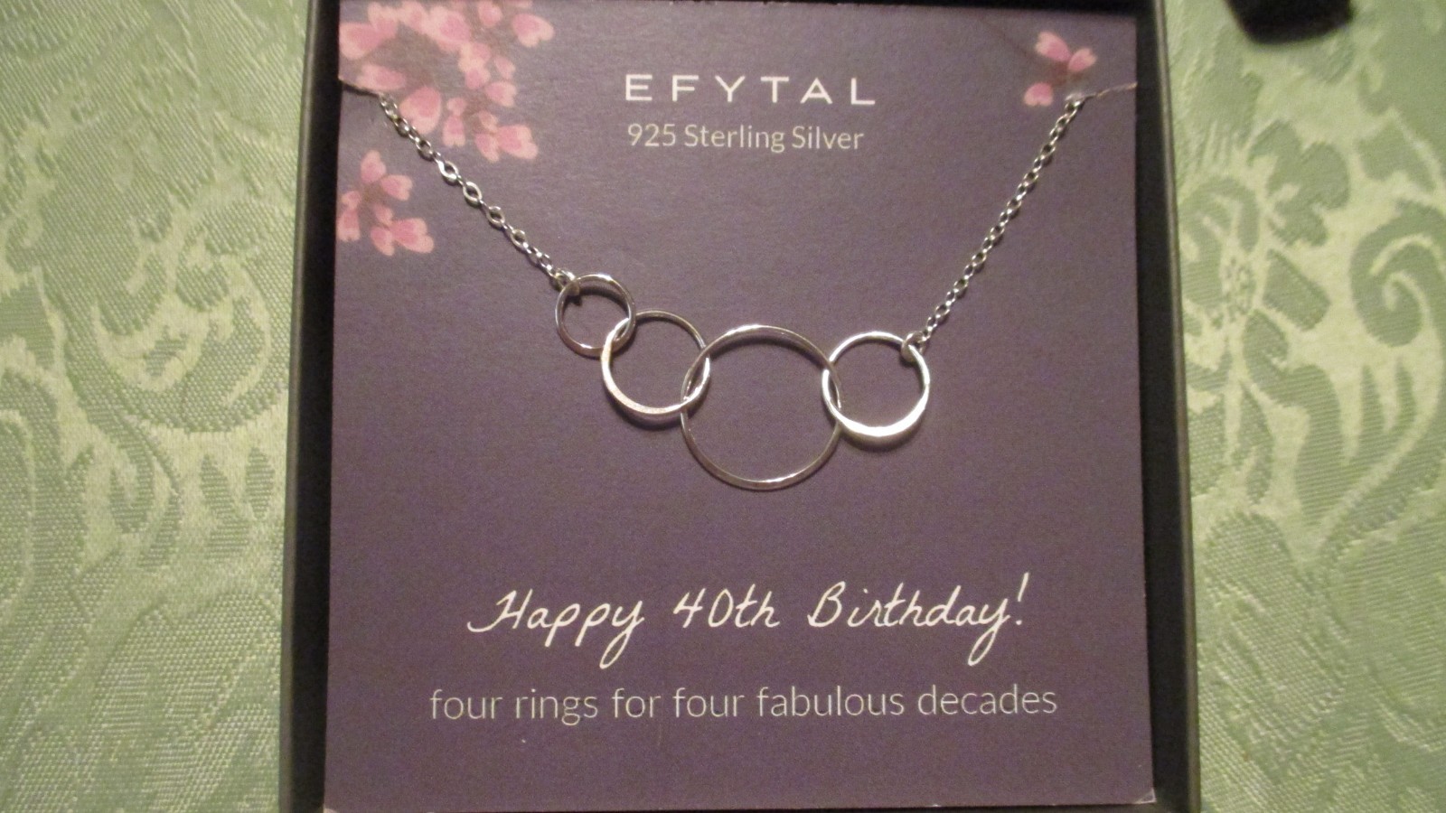 Sterling silver Efytal 40th birthday necklace. New in box.