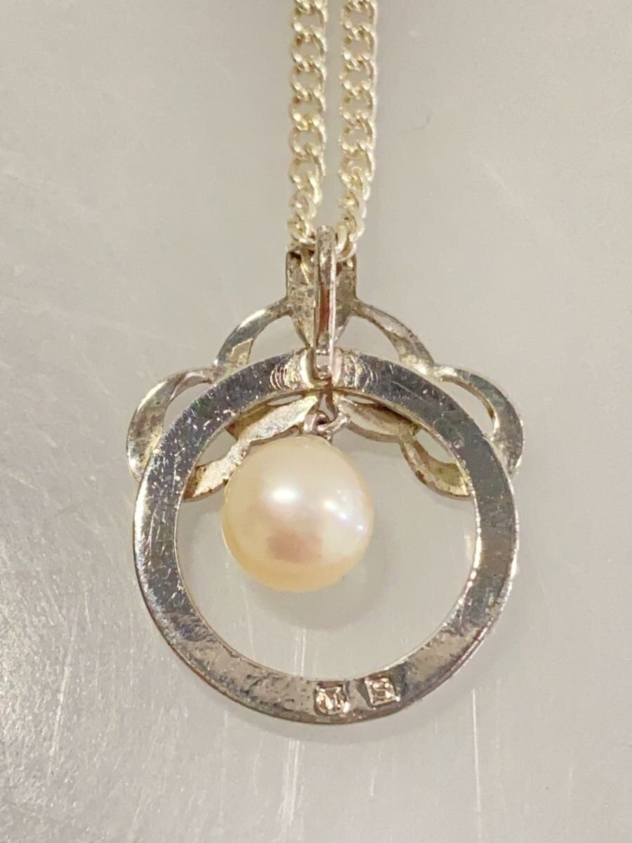 Authentic MIKIMOTO Pearl Circle Pendant Necklace Sterling Silver 925 17.3in Jp