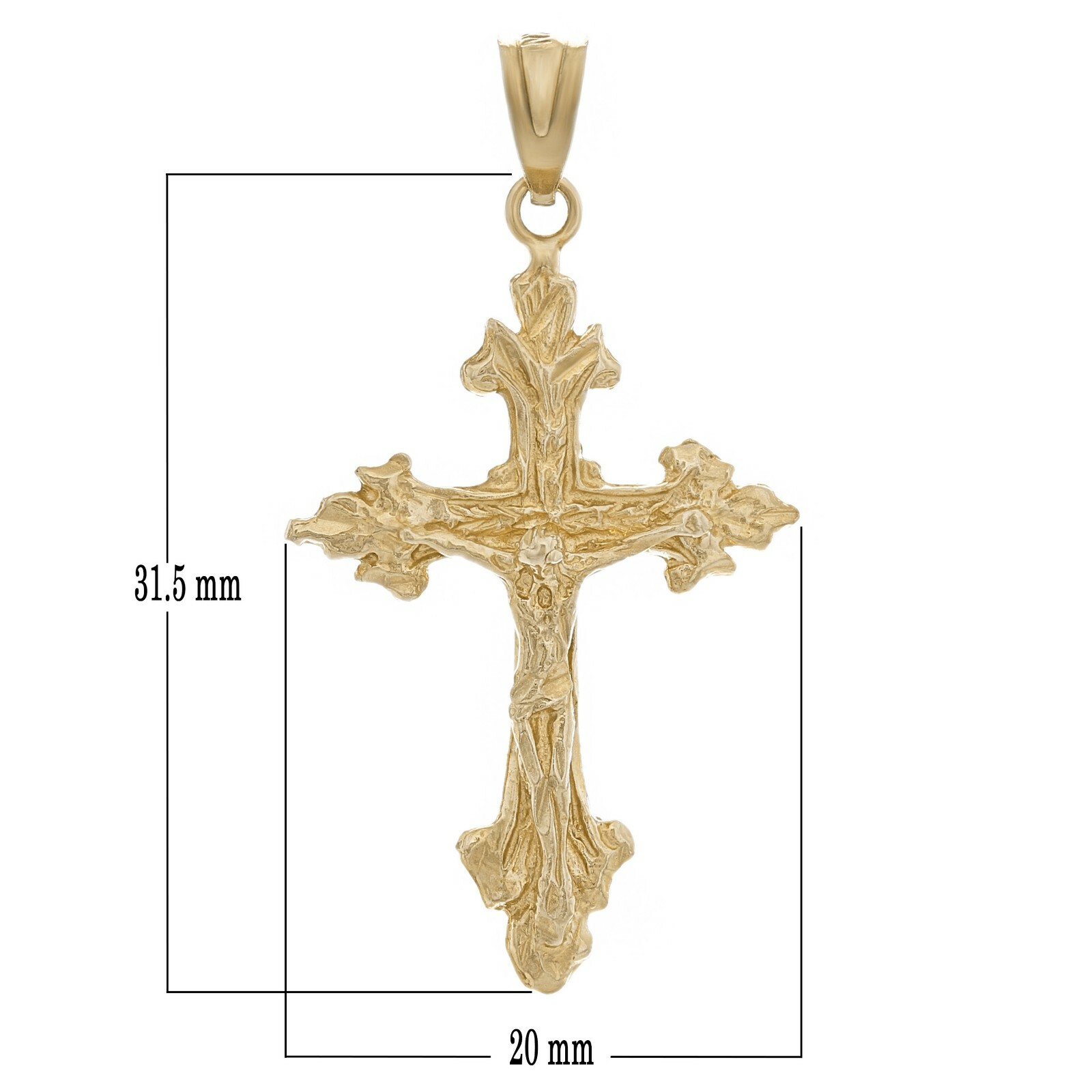 14k Yellow Gold Filigree Jesus Christ Crucifix Cross Charm Pendant 1.4″ 2.3grams