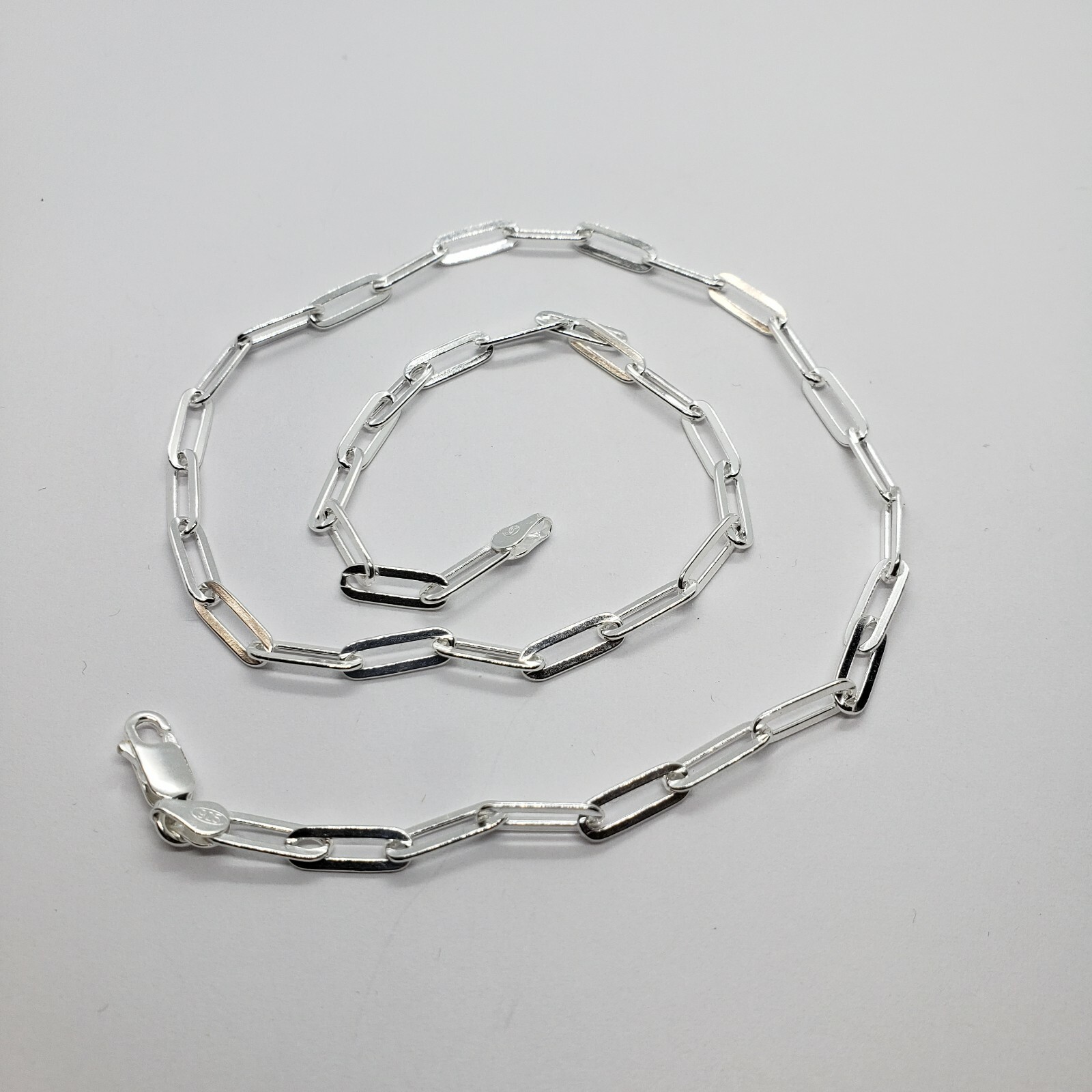 925 Sterling Silver High Quality Paperclip Chain Necklace Bracelet 3mm 7″~30″