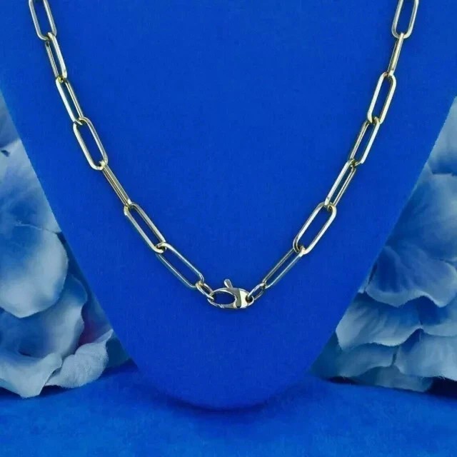 8.00 CT Lab-Created Diamond 14K Two-Tone Gold Over Paper Clip Oval Link Necklace