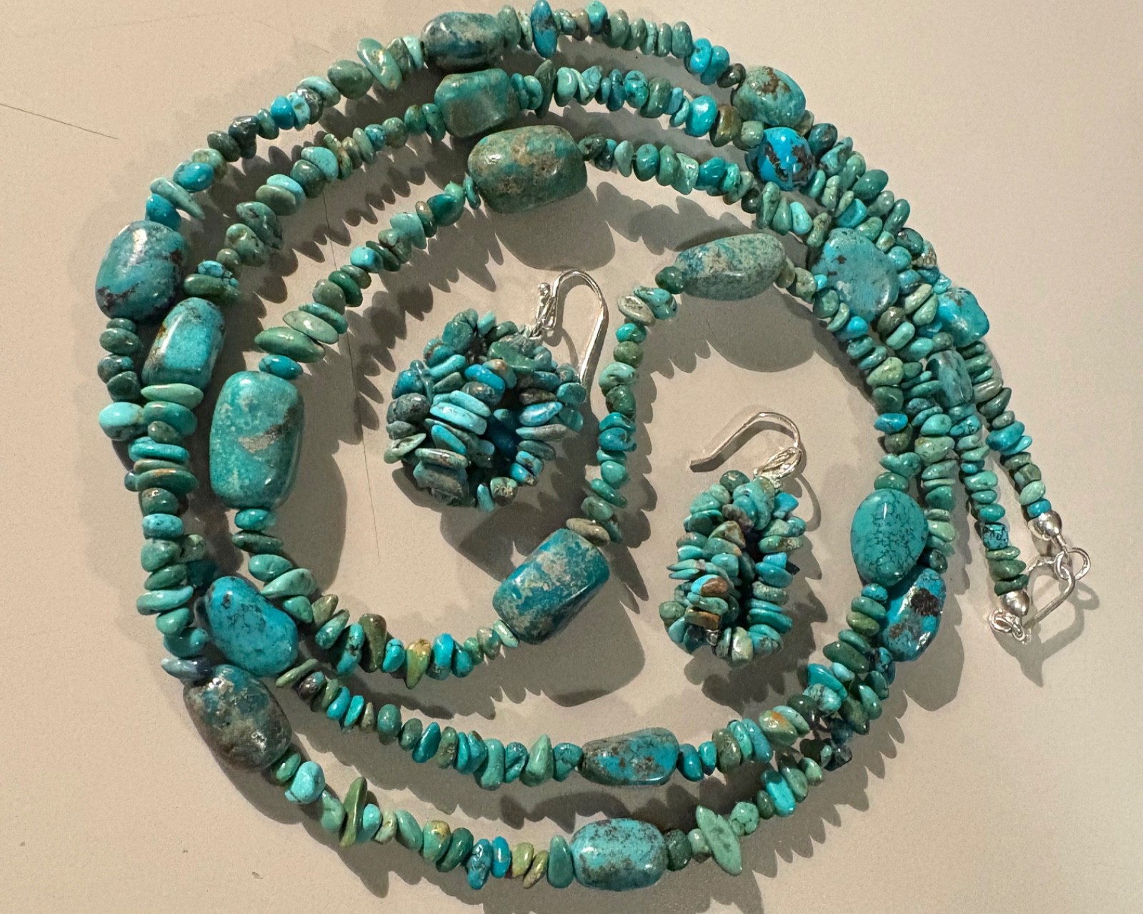 Jay King 42” Long Turquoise Nugget Necklace (& Free Dangle Pierced Earrings)
