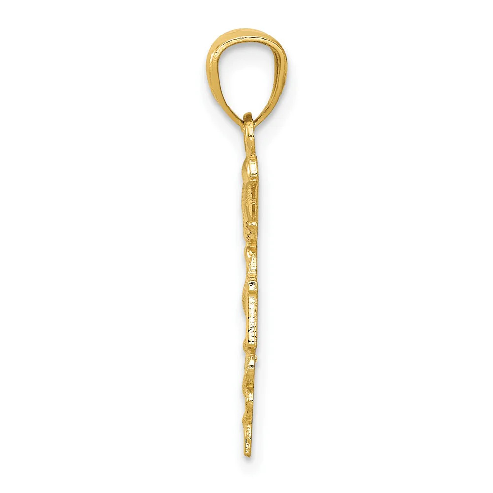 10K / 14K Yellow Gold Diamond-Cut Polished RN Nurse Pendant