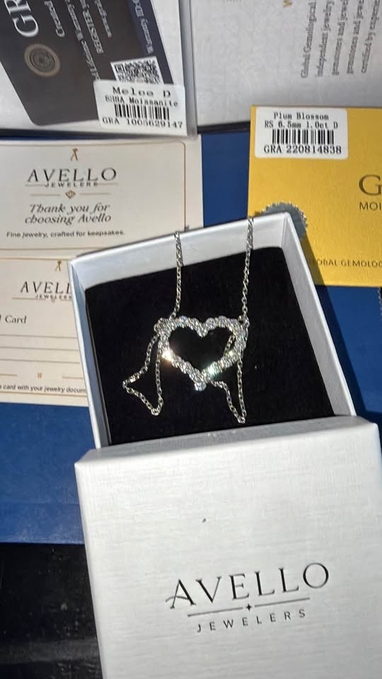 GRA-Certified 2 Carat Moissanite Heart Cable Chain Necklace 925 Sterling Silver