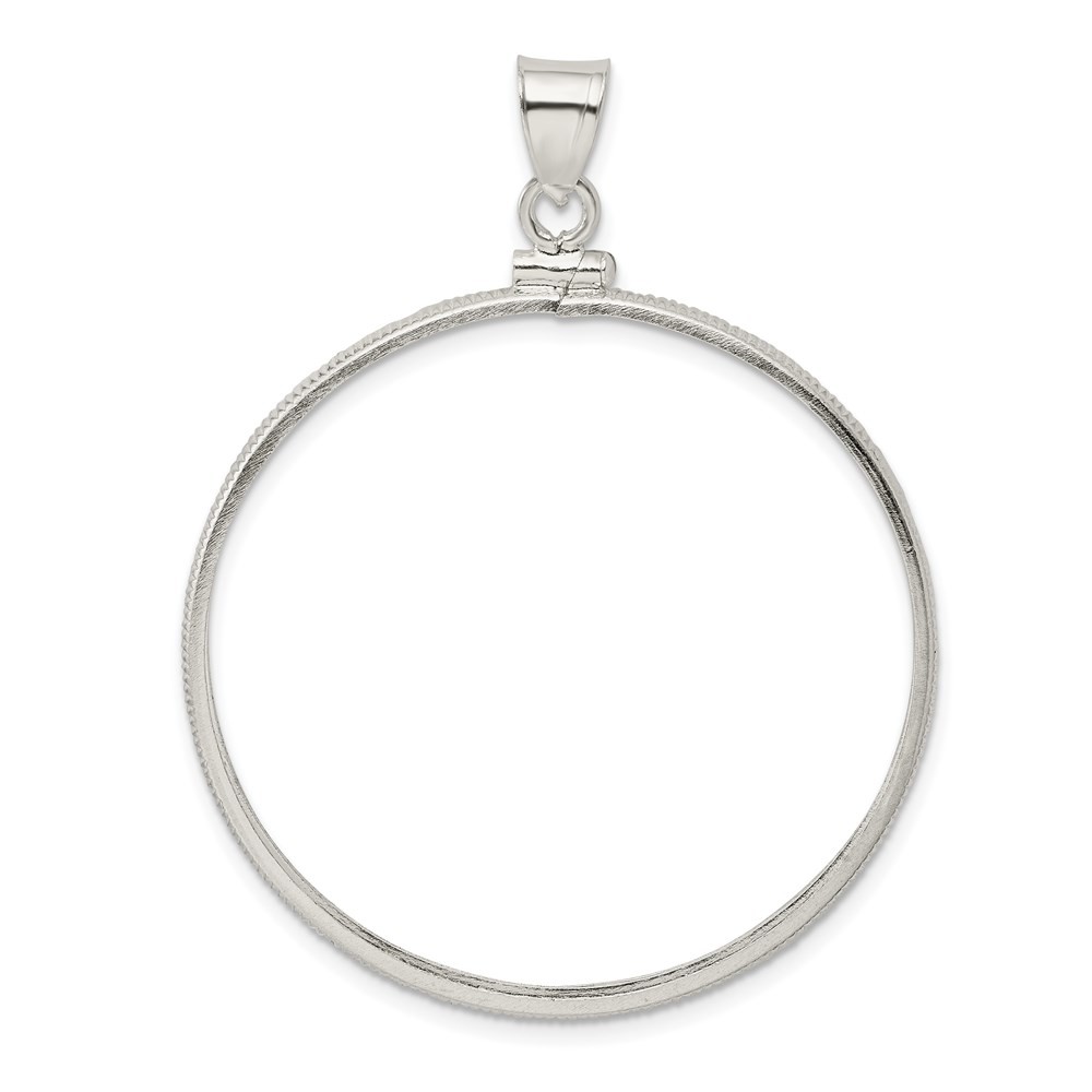 Sterling Silver Polished 40.6 x 3.1mm Screw Top Coin Bezel Pendant L-2.11 Inch