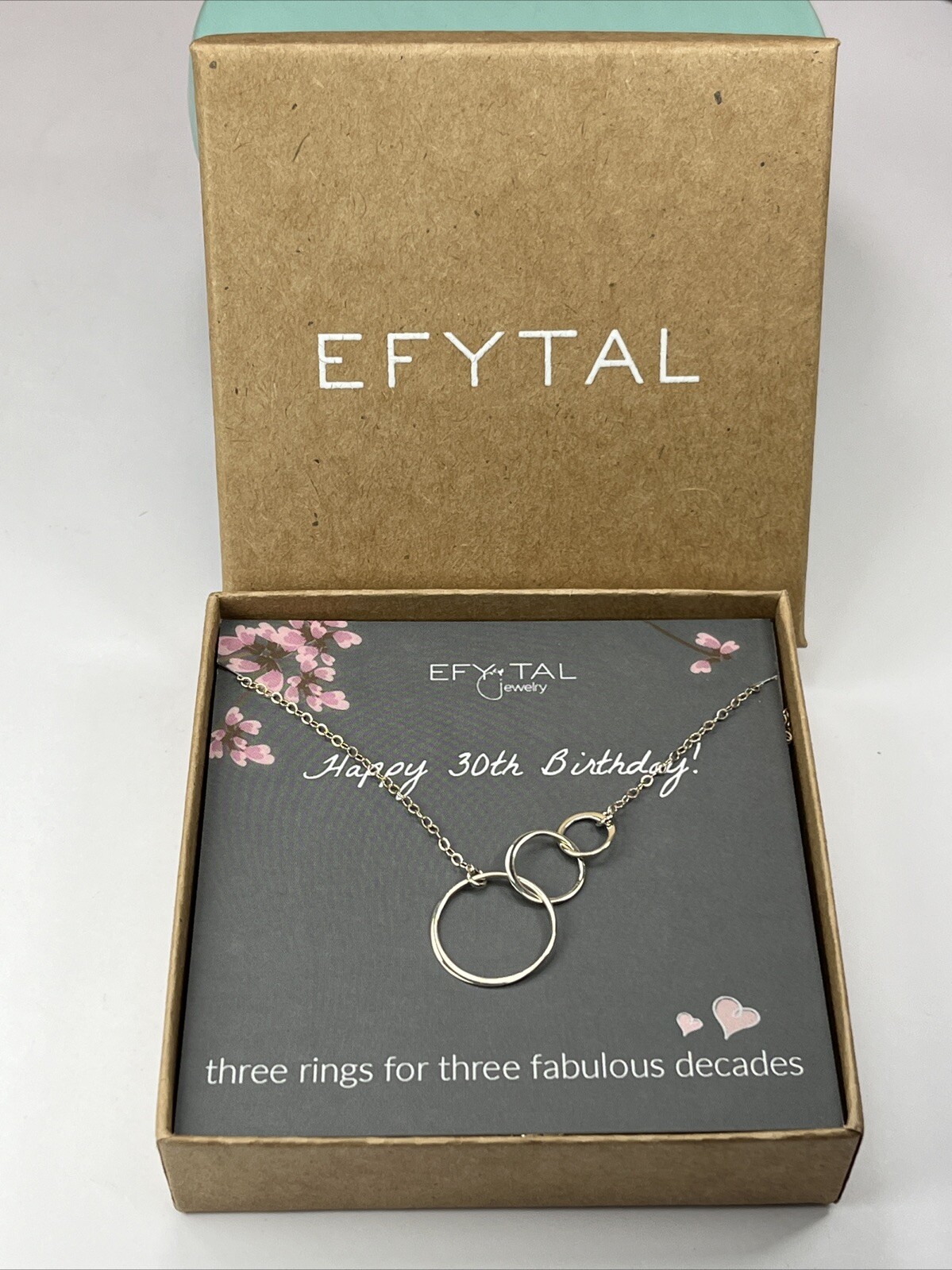 Efytal Necklace “Happy 30th Birthday” .925 Sterling Silver NEW IN BOX