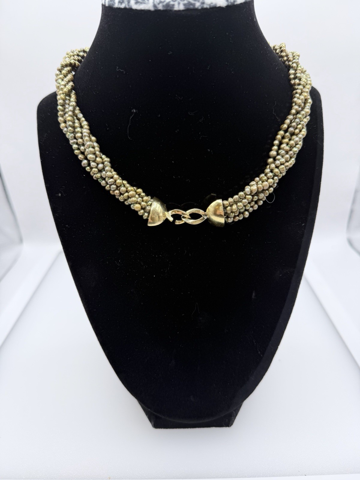 Sterling Silver Thailand Multi Strand Freshwater Peacock Pearl Necklace 42.45g
