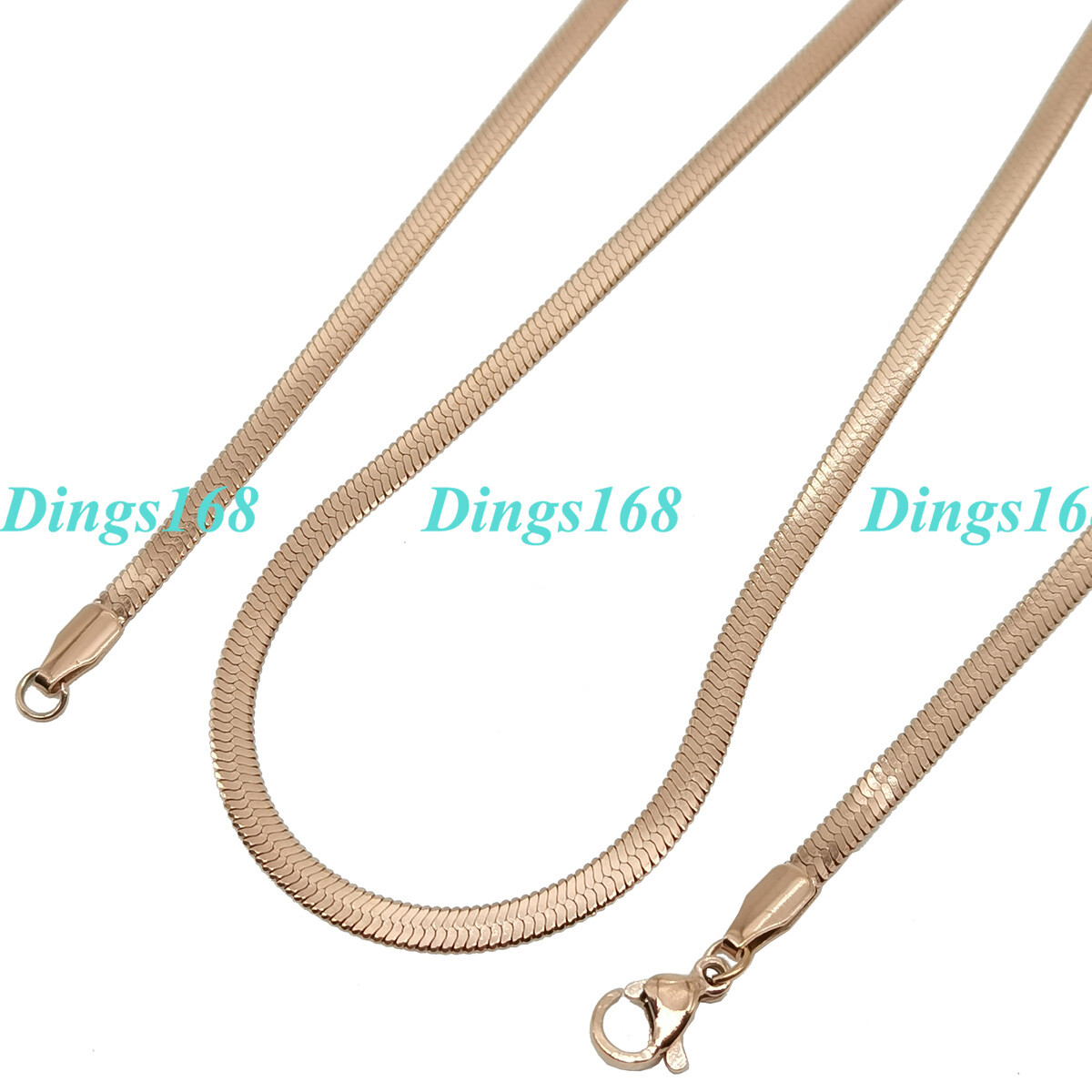 18K Rose Gold Filled Tarnish-Free 4 mm Wide 20 inch Herringbone Chain Necklace