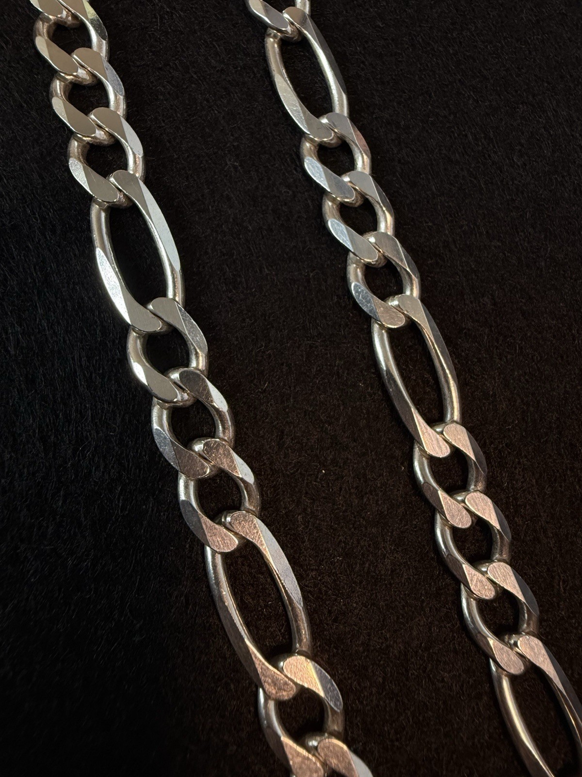 .925 Sterling Silver Figaro Link 14″ Necklace Very Nice Made In Italy Figaro HVY