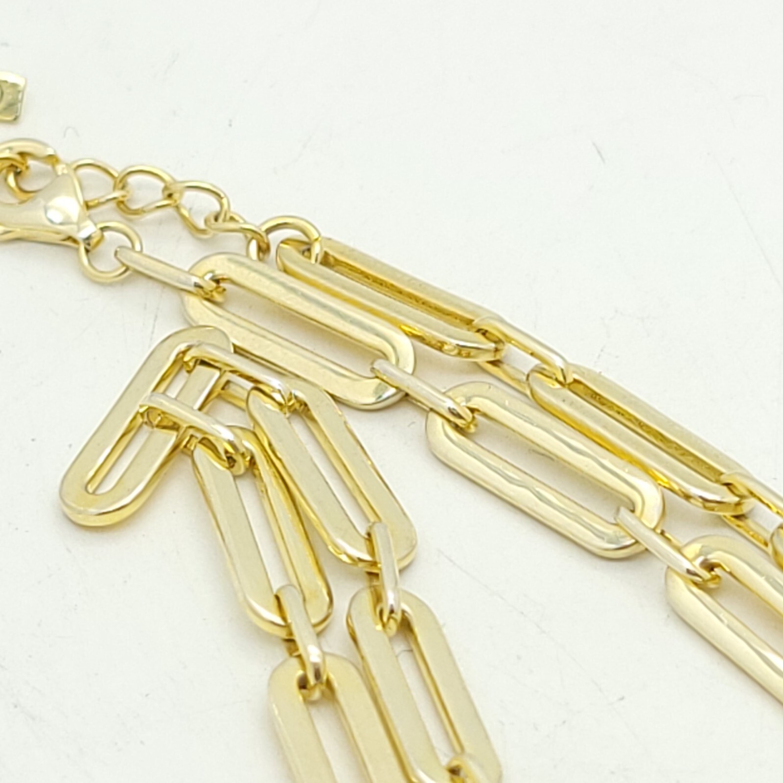Adinas Jewels Sterling Silver Gold Tone Pastel Yellow Enamel Paper Clip Necklace