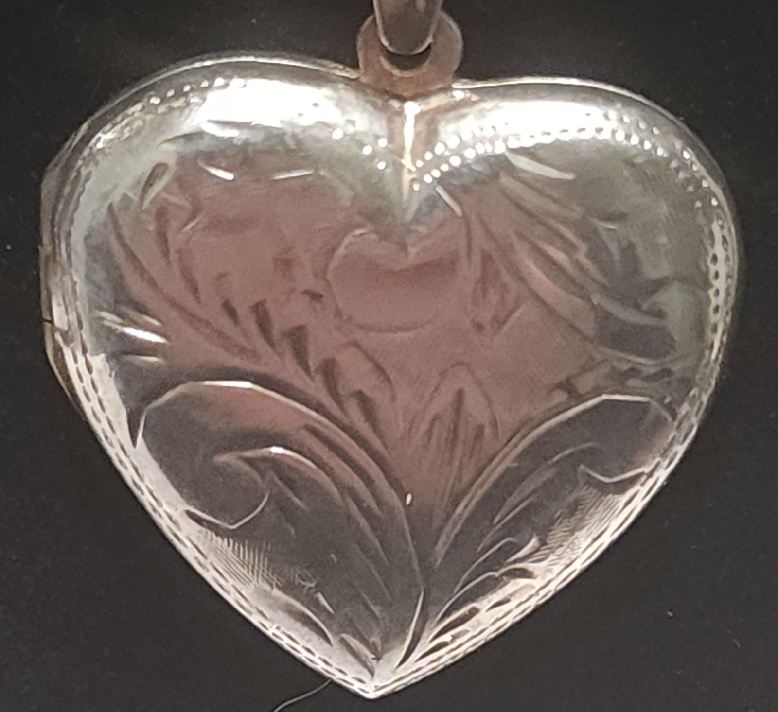 Vtg 925 THAI Sterling Silver Puffy Heart Locket Necklace 23.5” Box Chain 15.2g