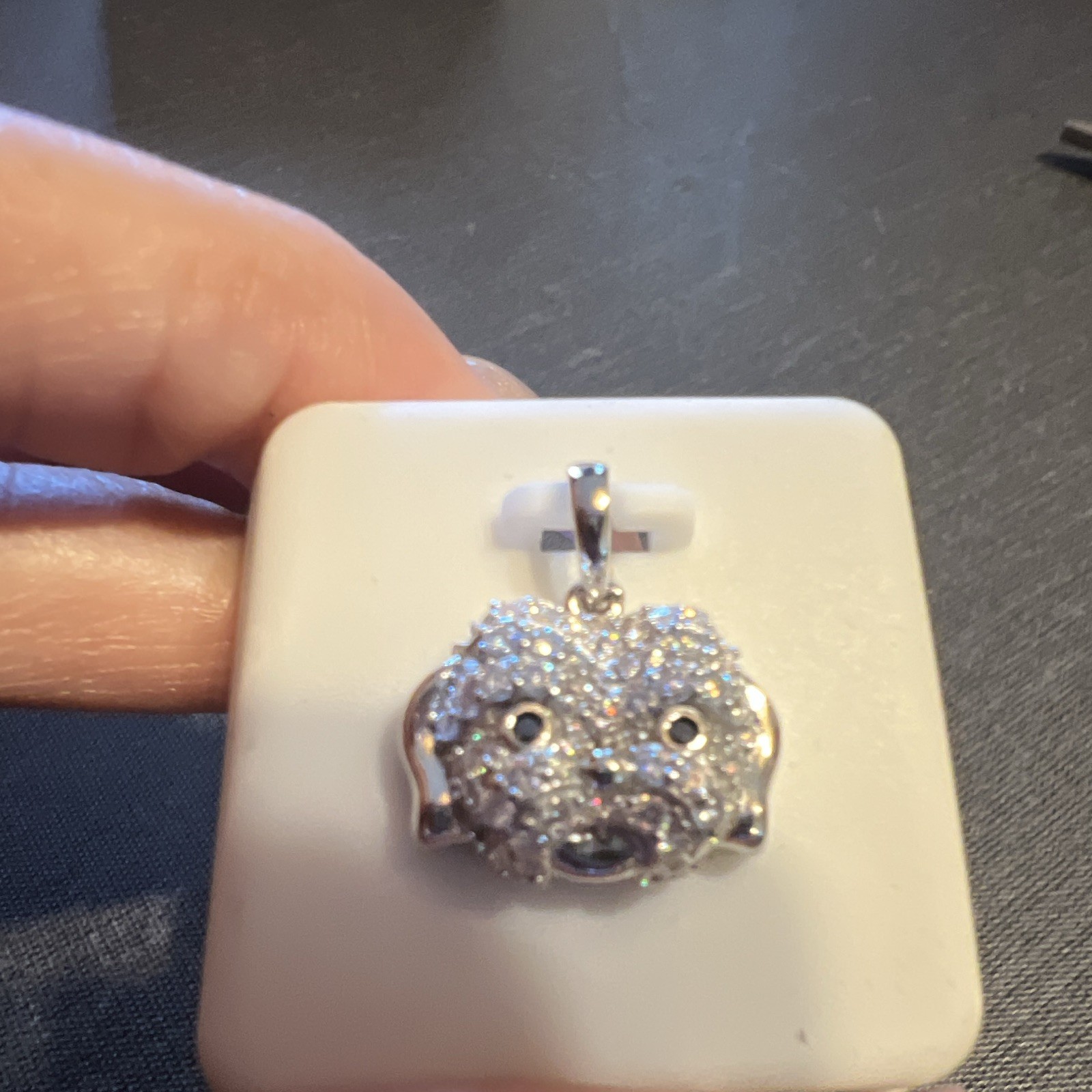 Sterling Silver 925 Moissanite Dog Pendant 1.50ctw White Stone Animal Charm