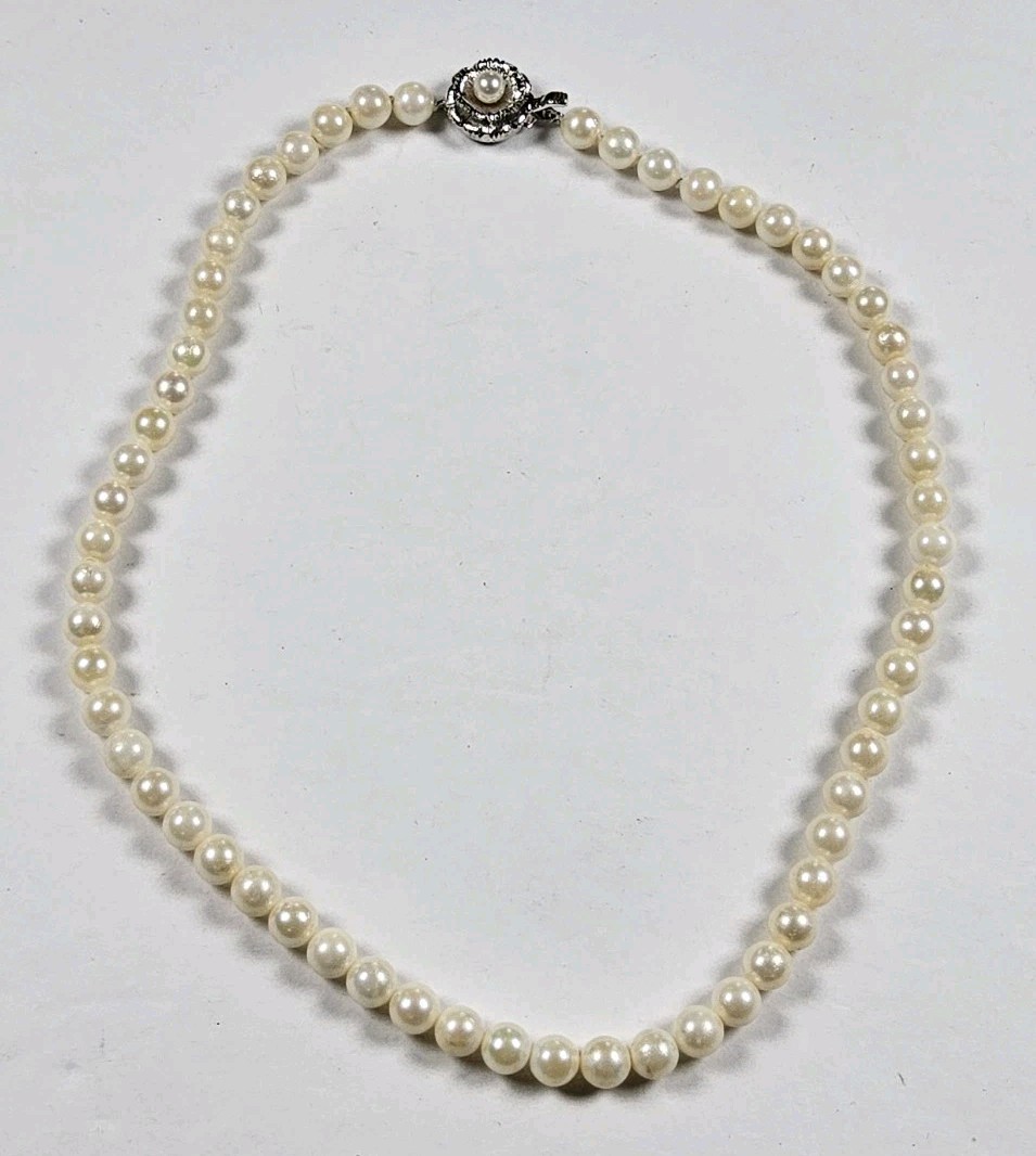 Akoya Pearl 6.7mm Sterling Silver Necklace