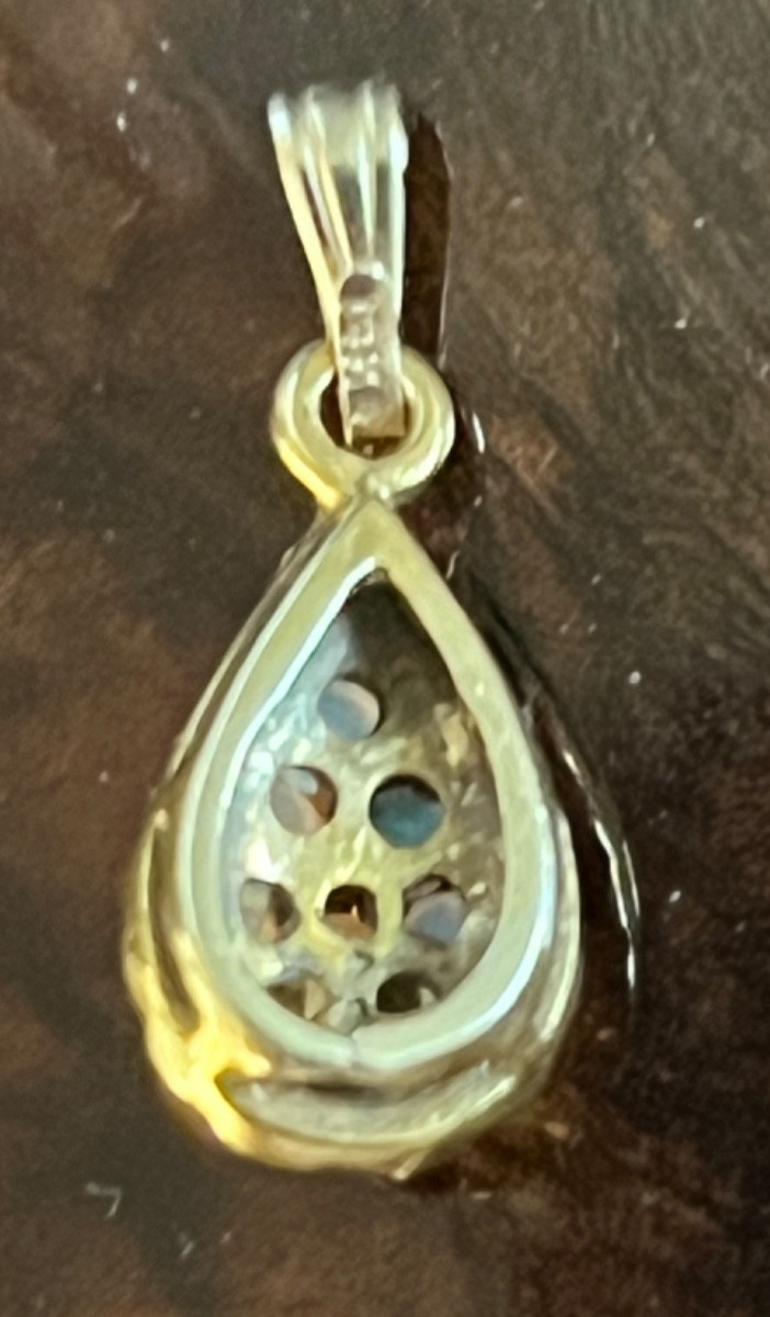 1960’s Vintage 14K Gold Natural Coober Pedy Opal Cluster Necklace Pendant 1.05g
