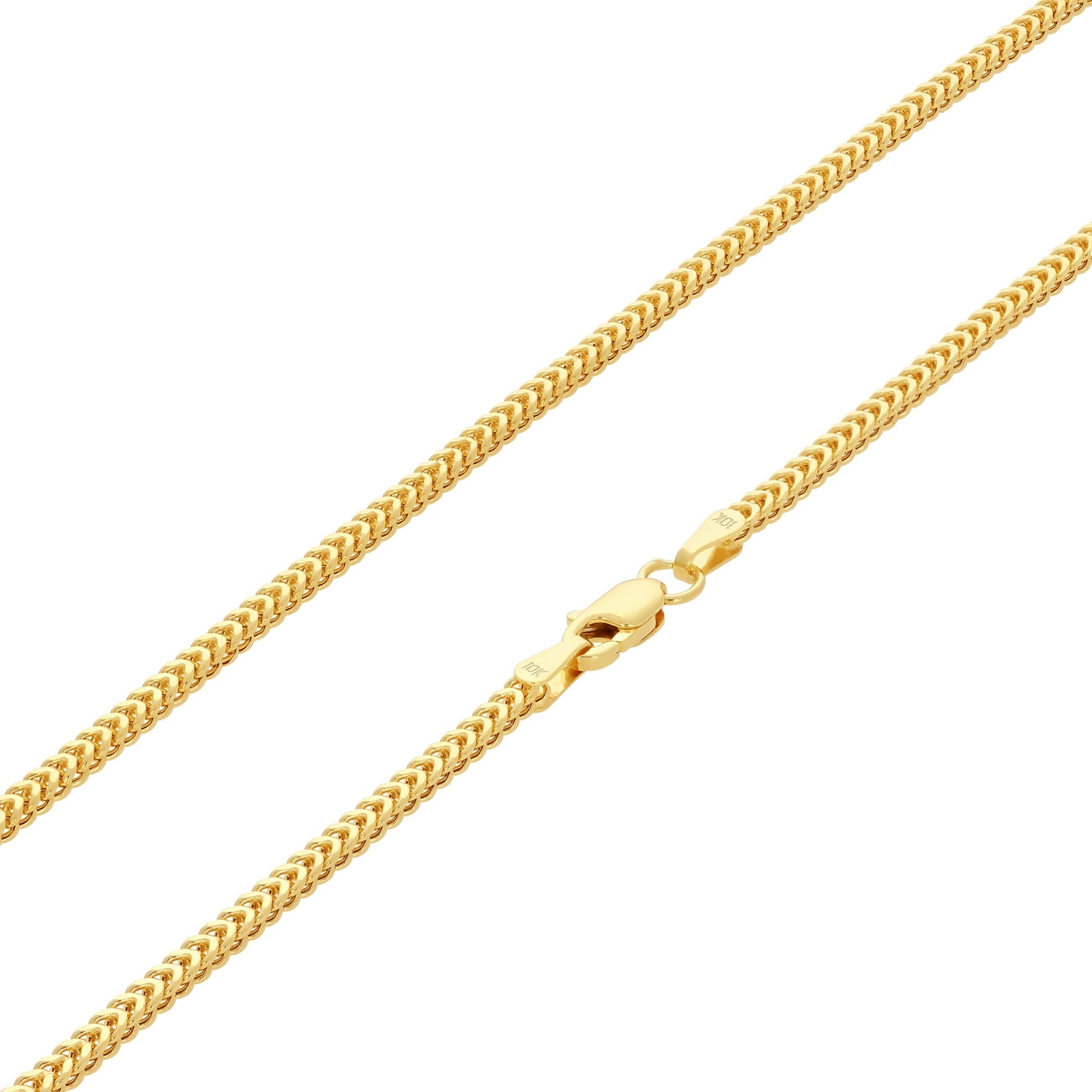 10K Yellow Gold 2mm Franco Box Wheat Foxtail Chain Necklace Mens Womens 16″- 30″