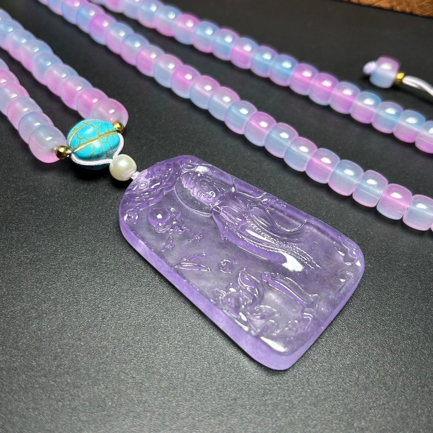 Nature ice Burmese Jade Jadeite carved kwan-yin lucky amulet Pendant&Necklaces