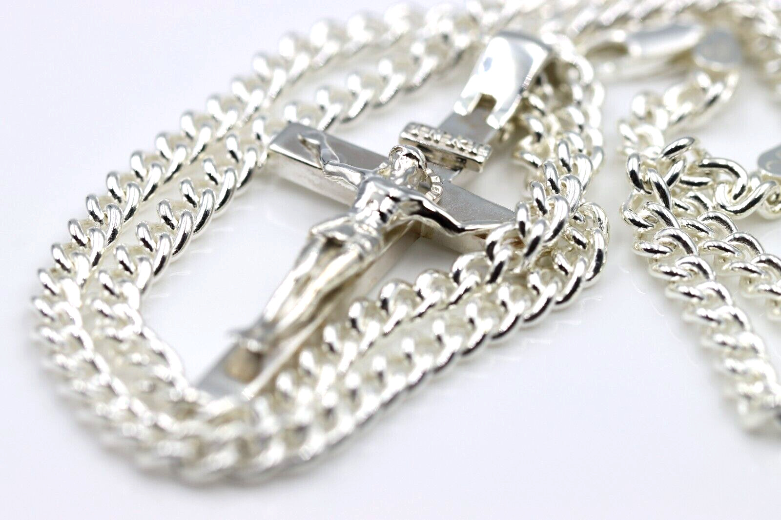 Genuine Sterling Silver Solid Heavy Crucifix Cross Pendant + 70cm Necklace Chain
