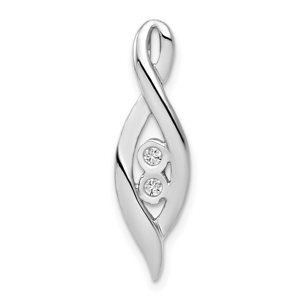 14k White Gold 1/20 carat Diamond Fancy Chain Slide Necklace 1.1g Mens Womens