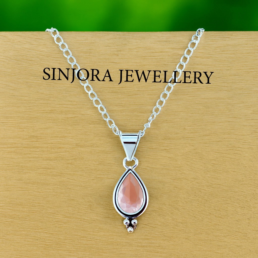 Kunzite Gemstone 925 Sterling Silver Jewelry Handmade Pendant 18”
