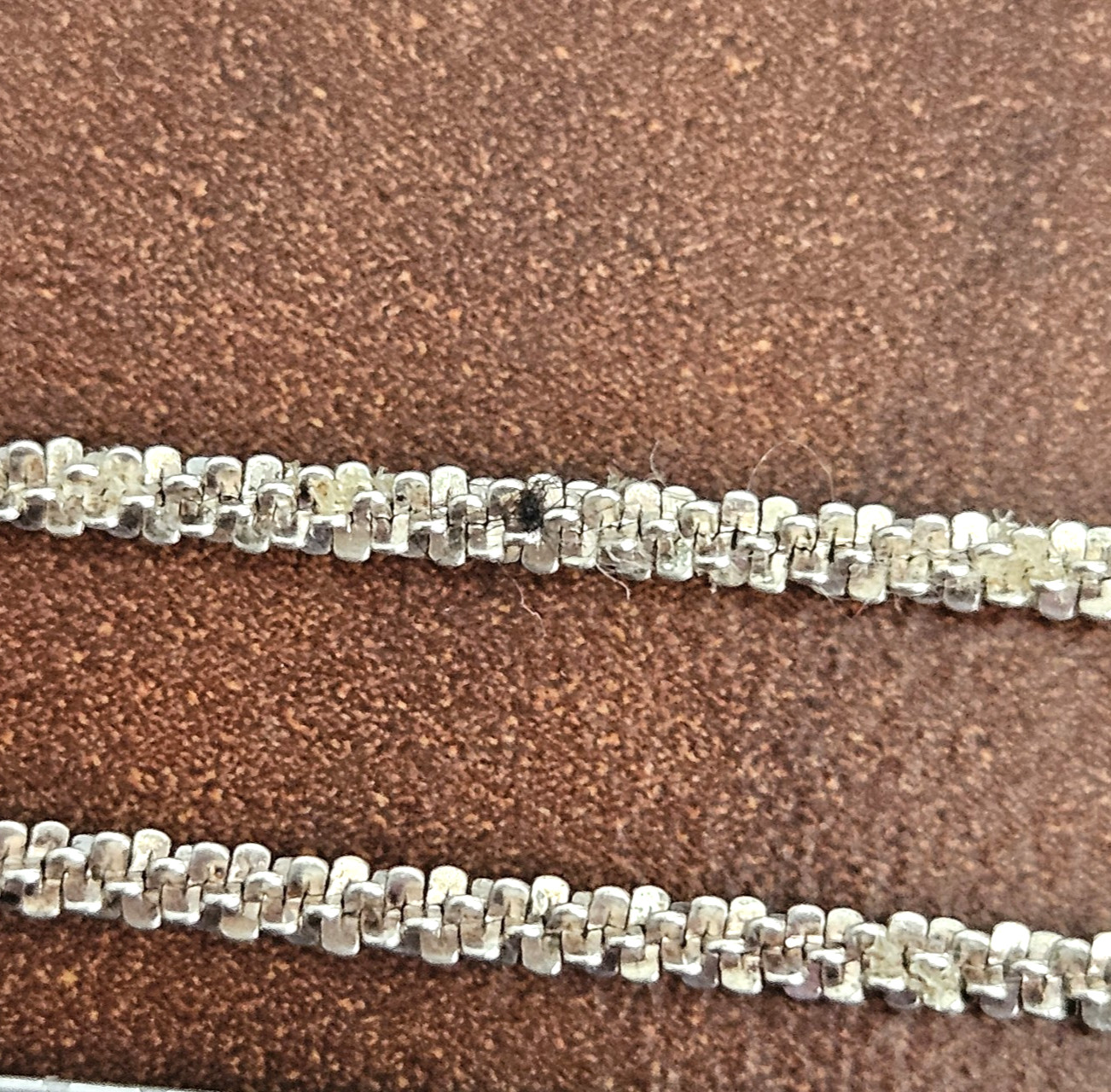 FAS Italy 925 Sterling Silver Margherita Sparkle Chain Necklace 18.5″