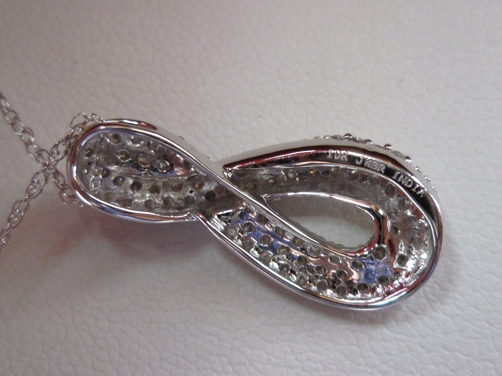 1/2ct White Diamond Journey Infinity Pendant Necklace 10K Gold 18″ Chain
