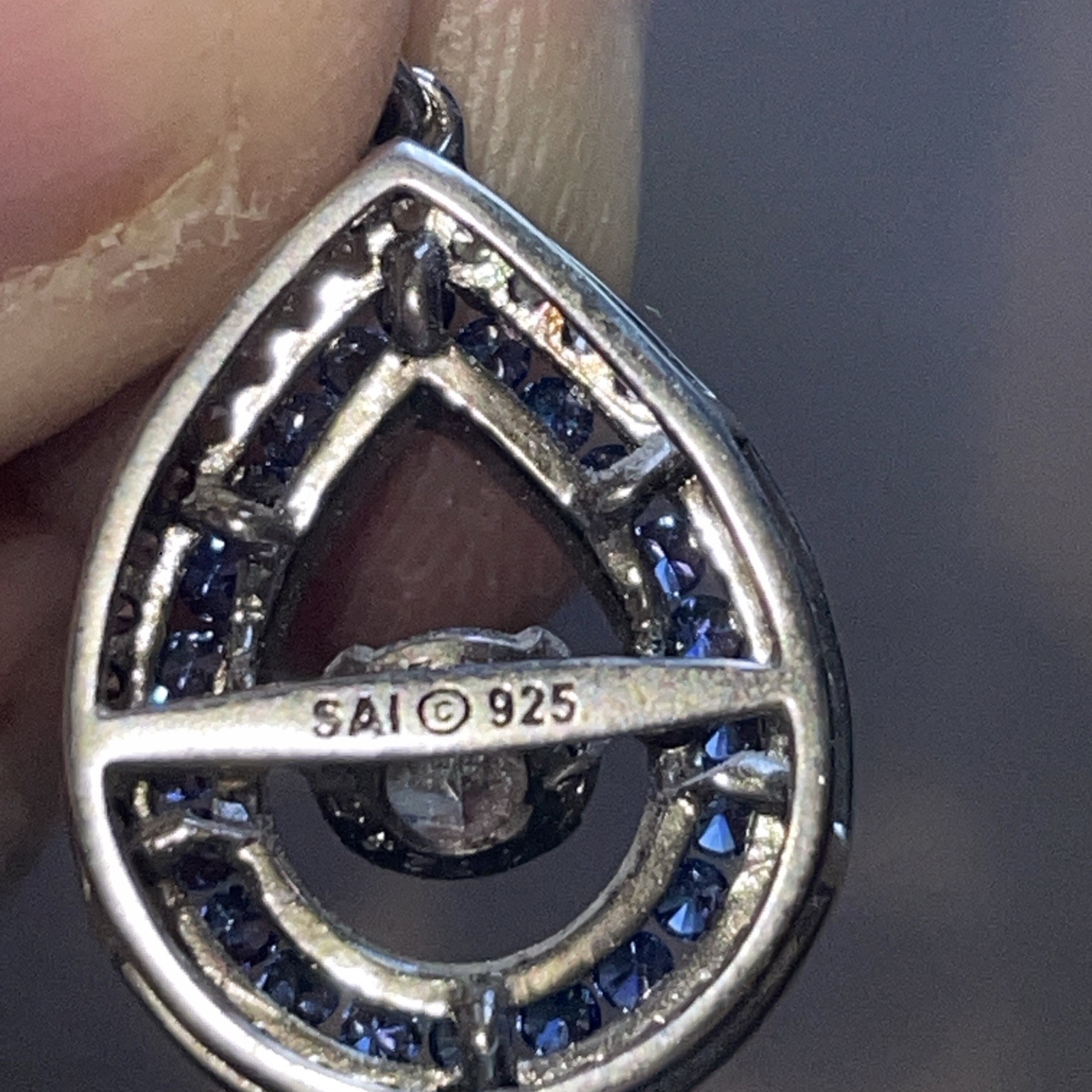 Sai Sterling Blue And White Sapphire Pendant Necklace