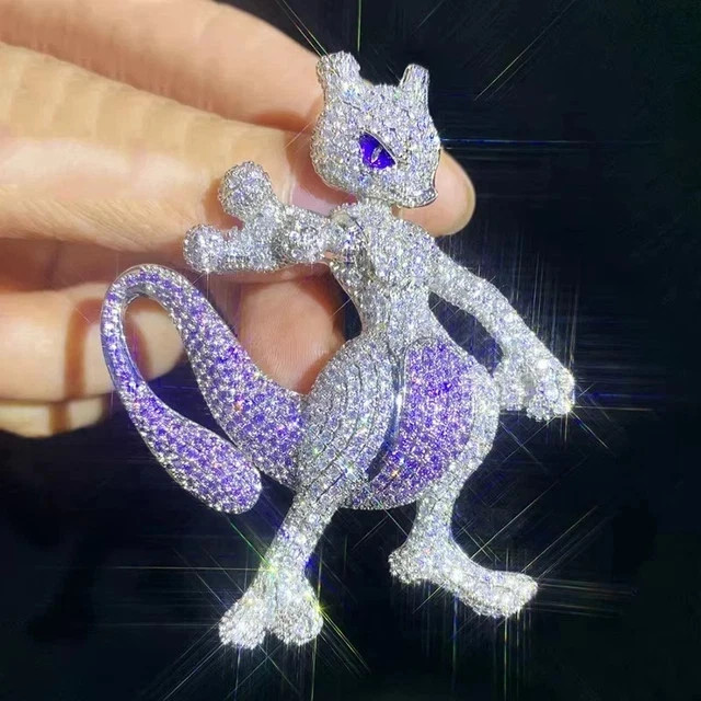 4.50Ct Round Cut Real Moissanite Customized Cartoon Pendant 14KWhite Gold plated