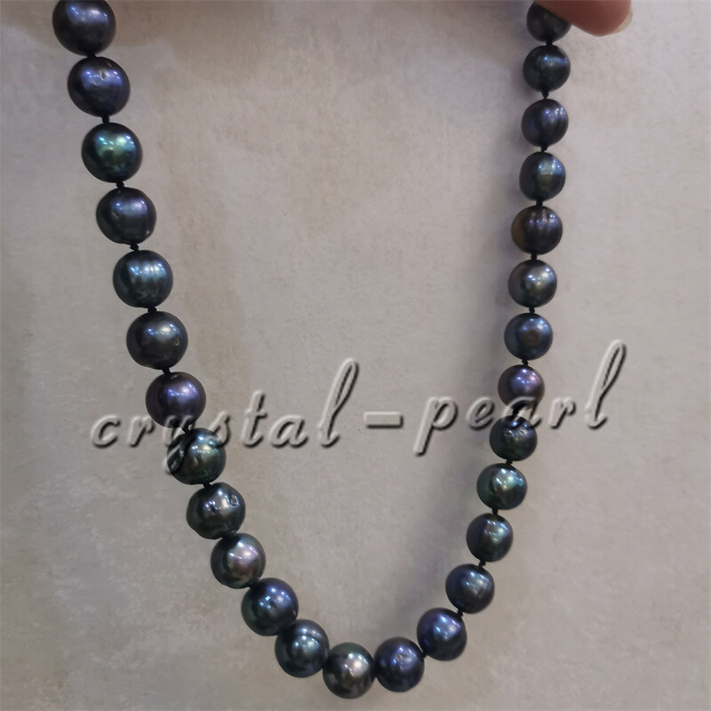 36″ 30 ” 22″20″ 18″ natural 9-10 mm AAA+ Tahitian black PEARL NECKLACE 14K GOLD