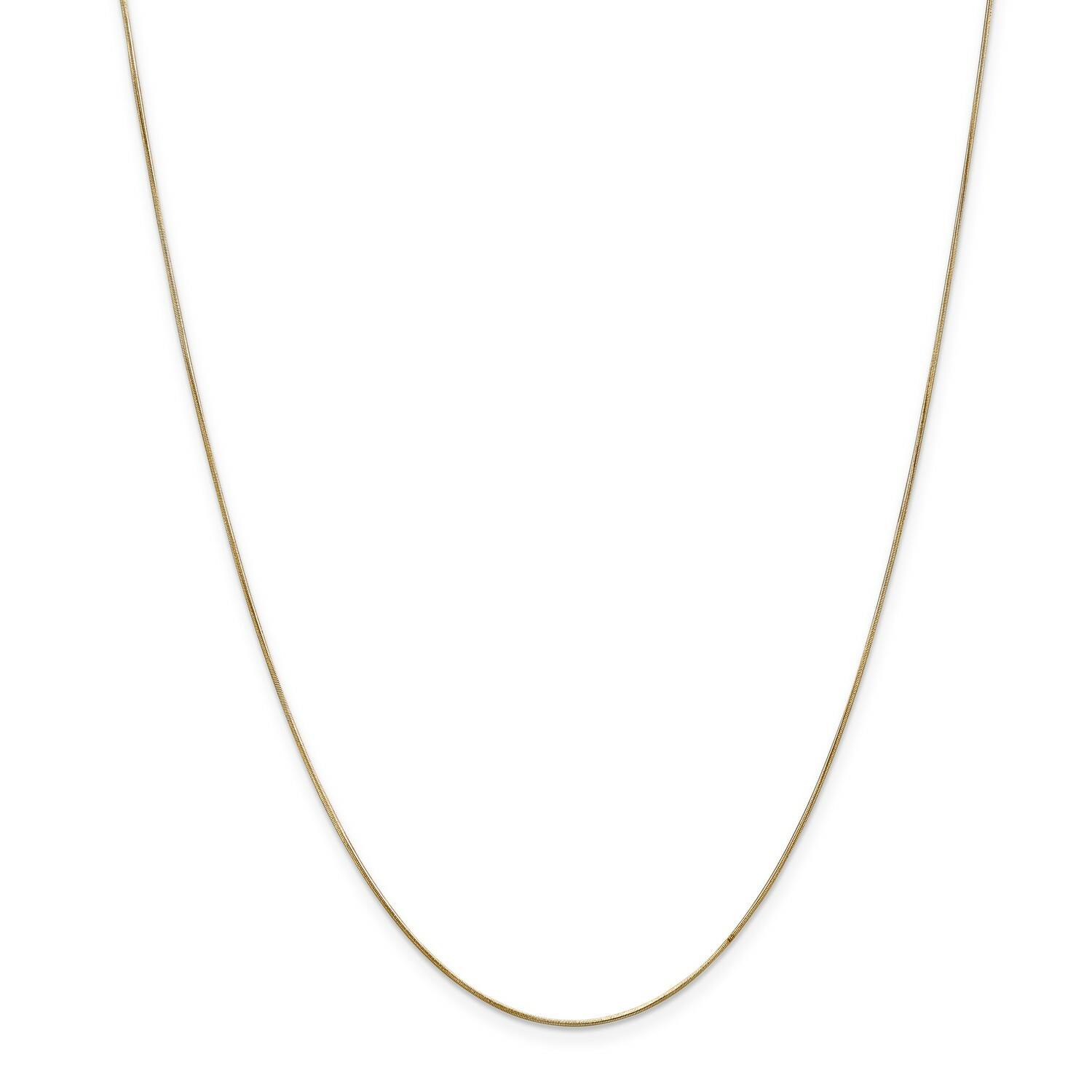 14k Yellow Gold 0.65mm Solid Round Snake Chain w/ Lobster Clasp 16″ – 24″