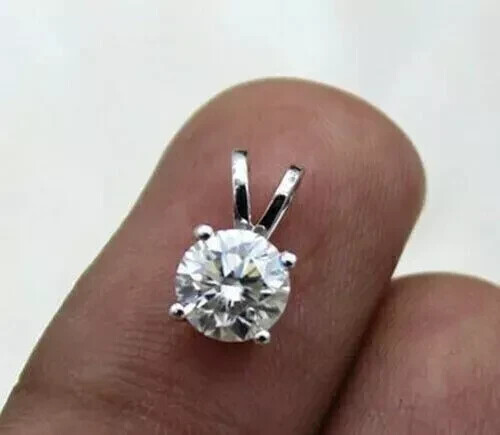 3Ct Round Cut Lab Created Diamond 14k White Gold Plated 925 Solitaire Pendant