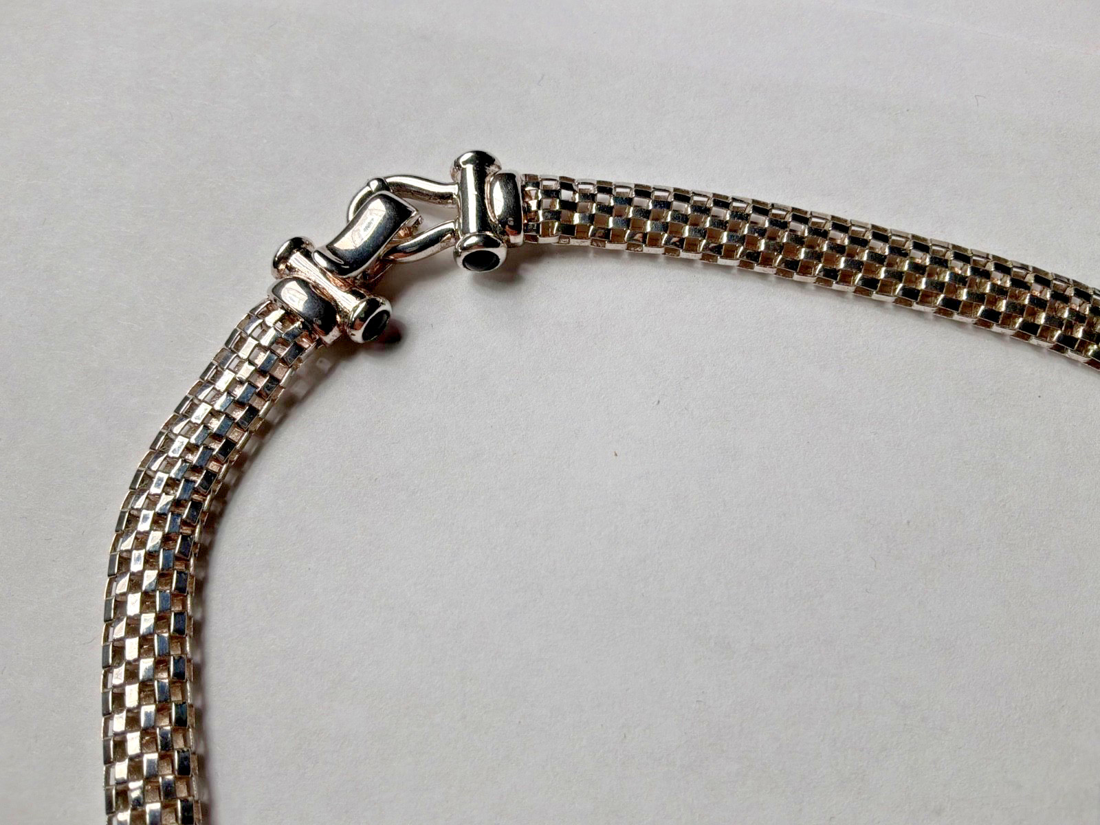 Milor 925 Sterling Silver Italian 8mm Mesh Link Chain Necklace Womens 17 Inch
